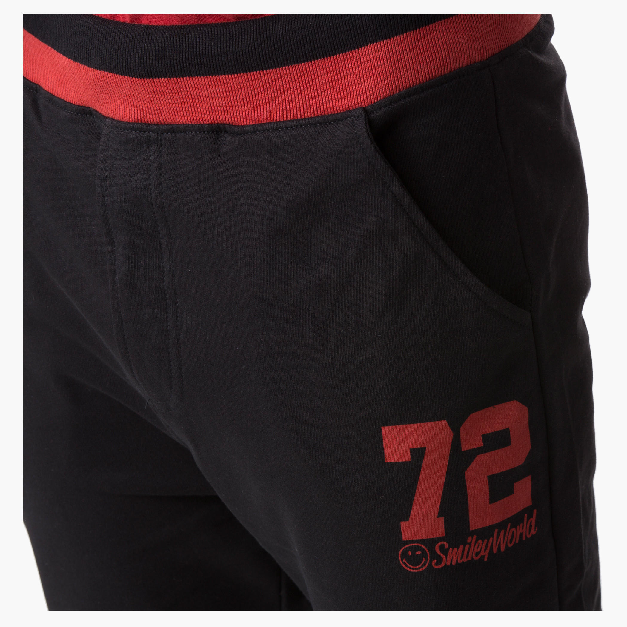 Smiley World Printed Pants with Contrast Tipping in Slim Fit-men-clothing-bottoms-joggers-image-4