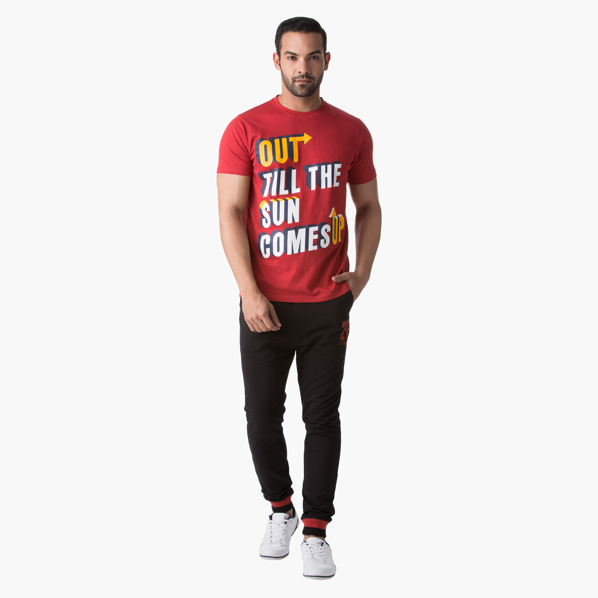 Smiley World Printed Pants with Contrast Tipping in Slim Fit-men-clothing-bottoms-joggers-image-5