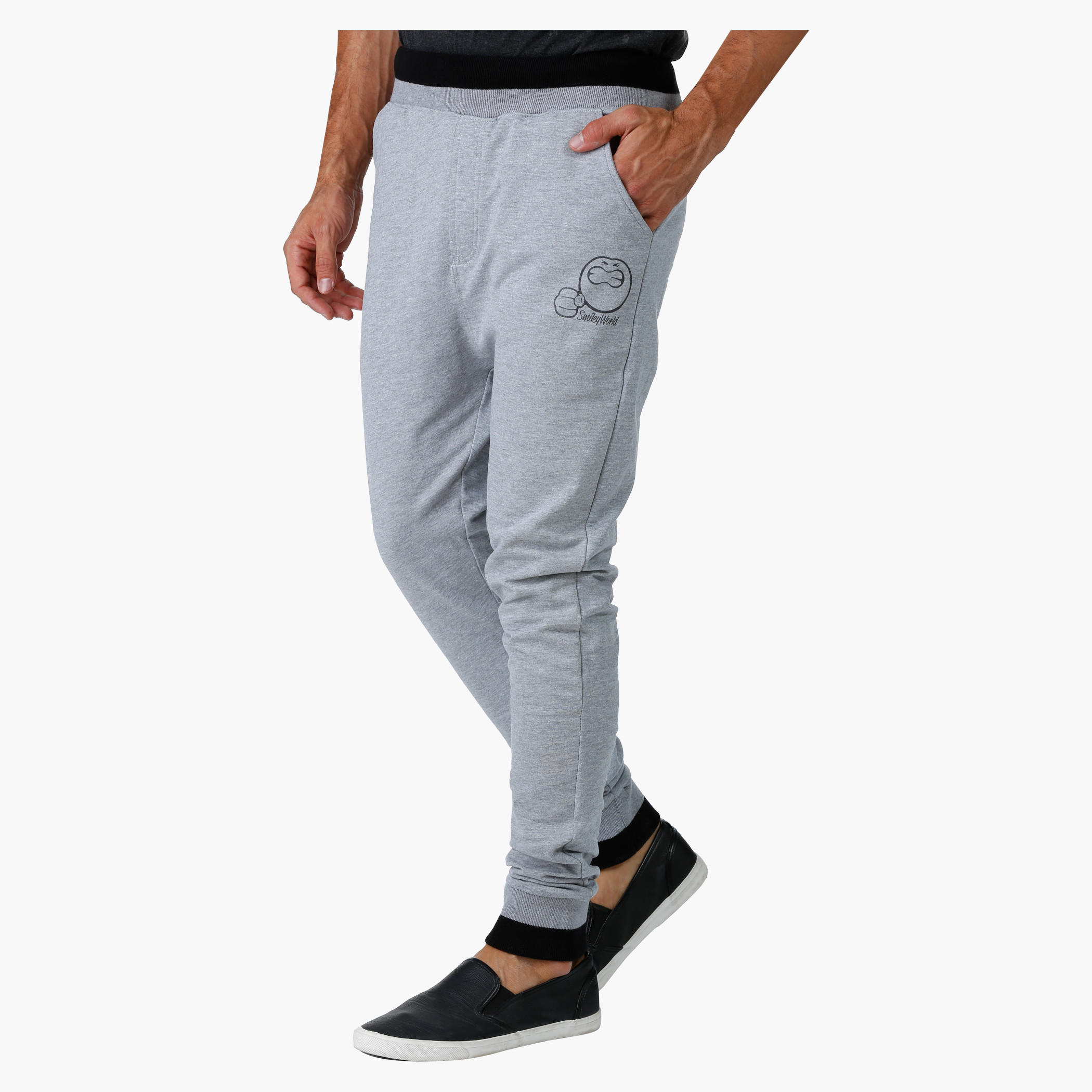 Smiley World Melange Printed Joggers-men-clothing-bottoms-joggers-image-3