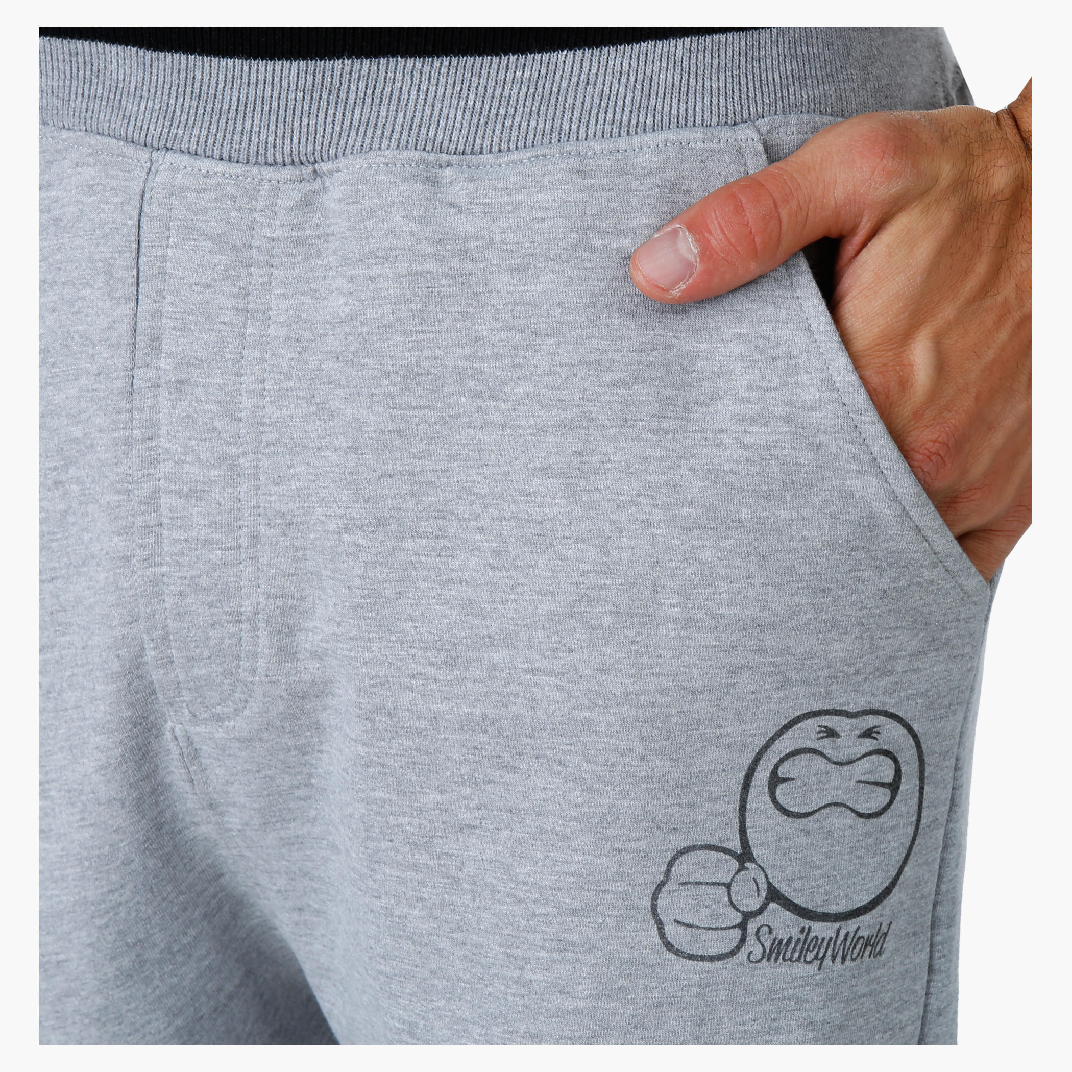 Smiley World Melange Printed Joggers-men-clothing-bottoms-joggers-image-4