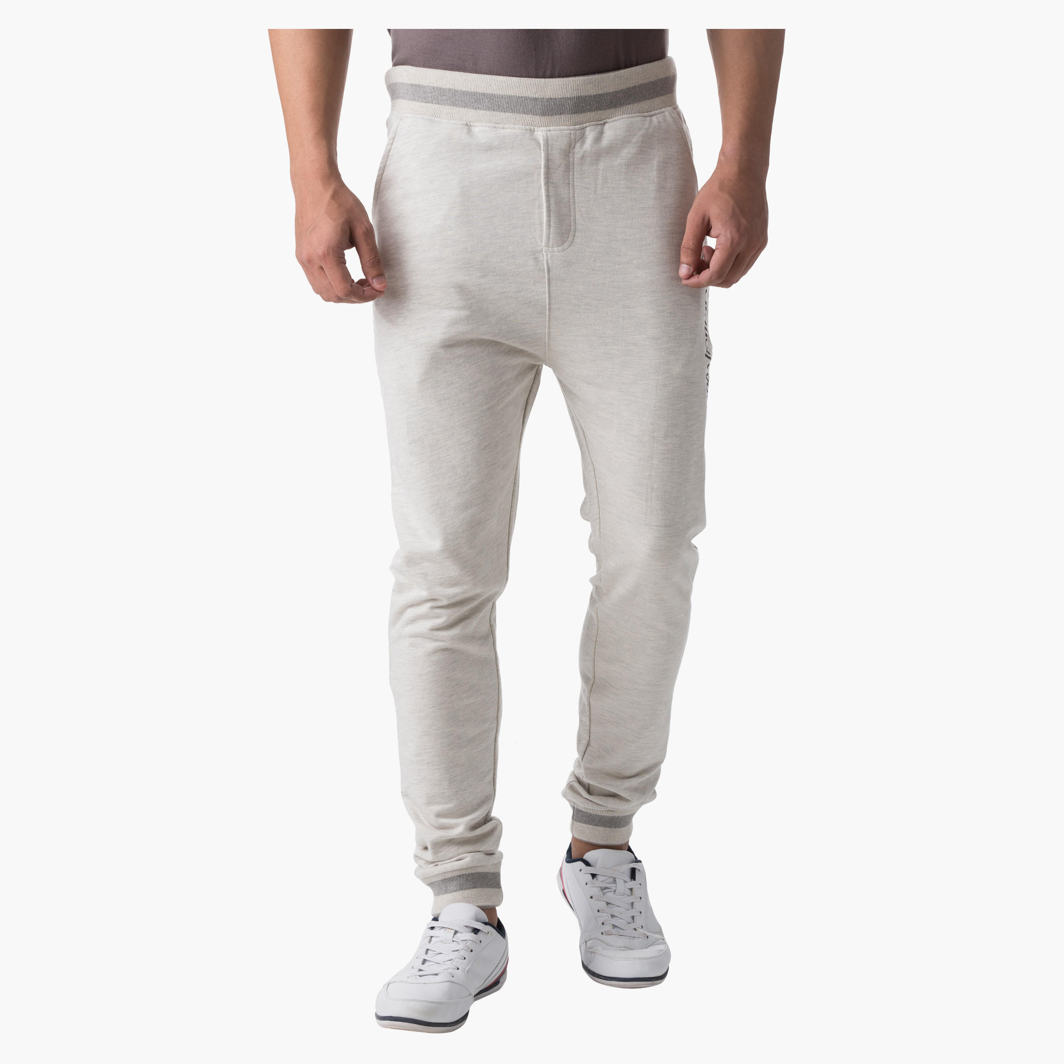 Smiley World Melange Graphic Print Pants in Slim Fit-men-clothing-bottoms-joggers-image-1