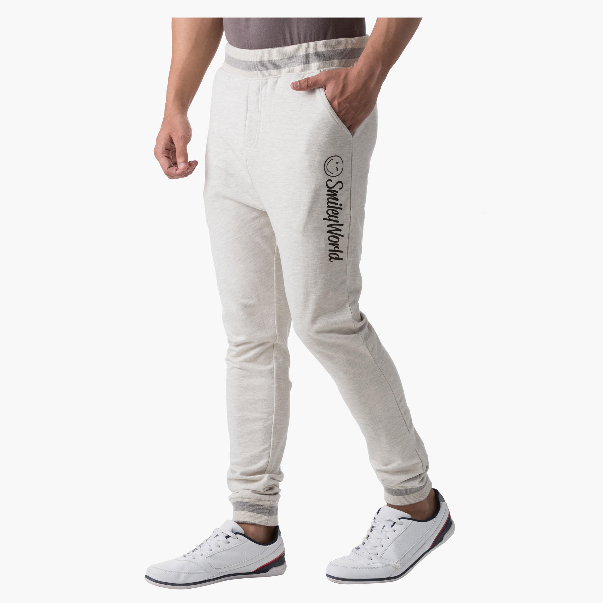 Smiley World Melange Graphic Print Pants in Slim Fit-men-clothing-bottoms-joggers-image-3