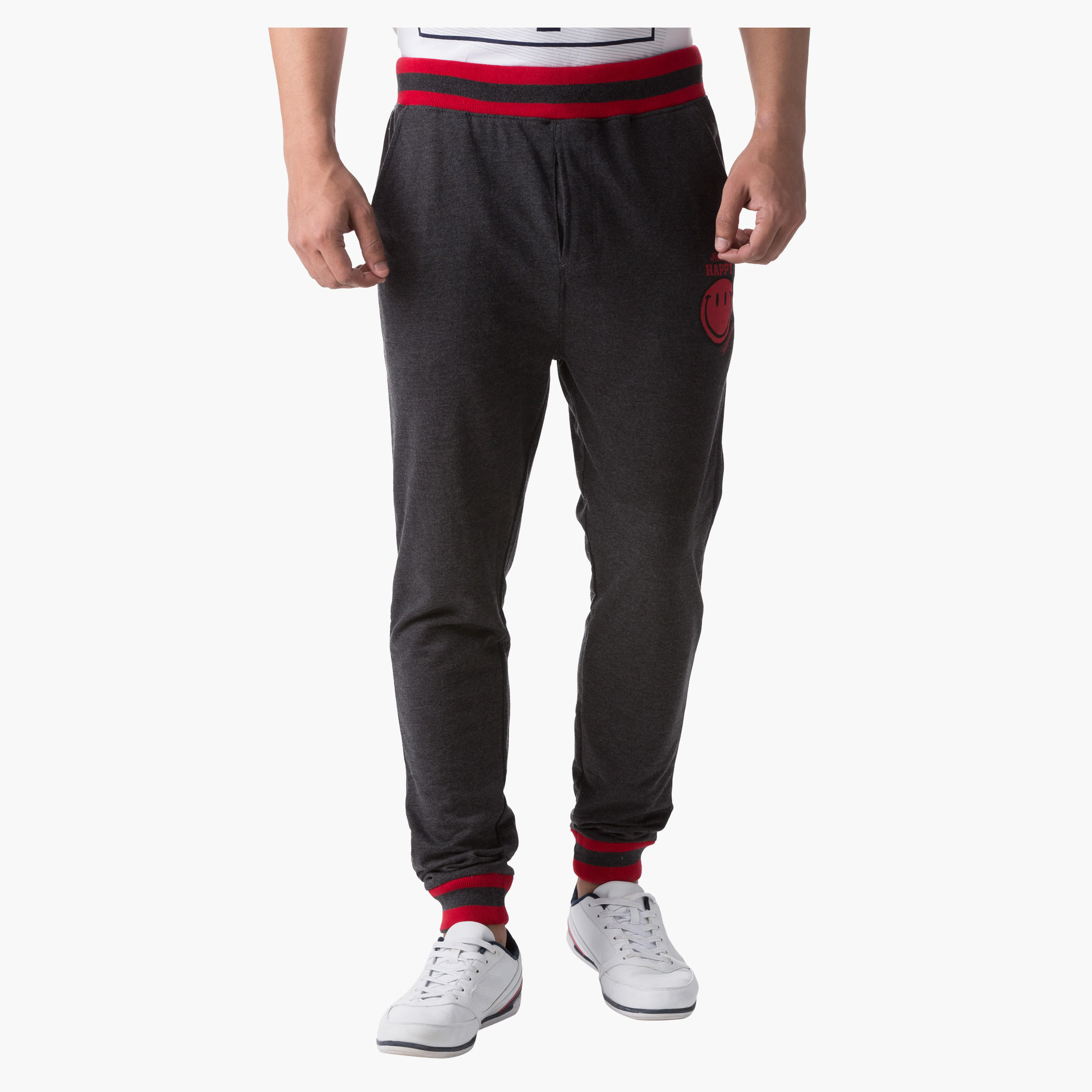 Smiley World Printed Pants with Contrast Tipping in Regular Fit-men-clothing-bottoms-joggers-image-1