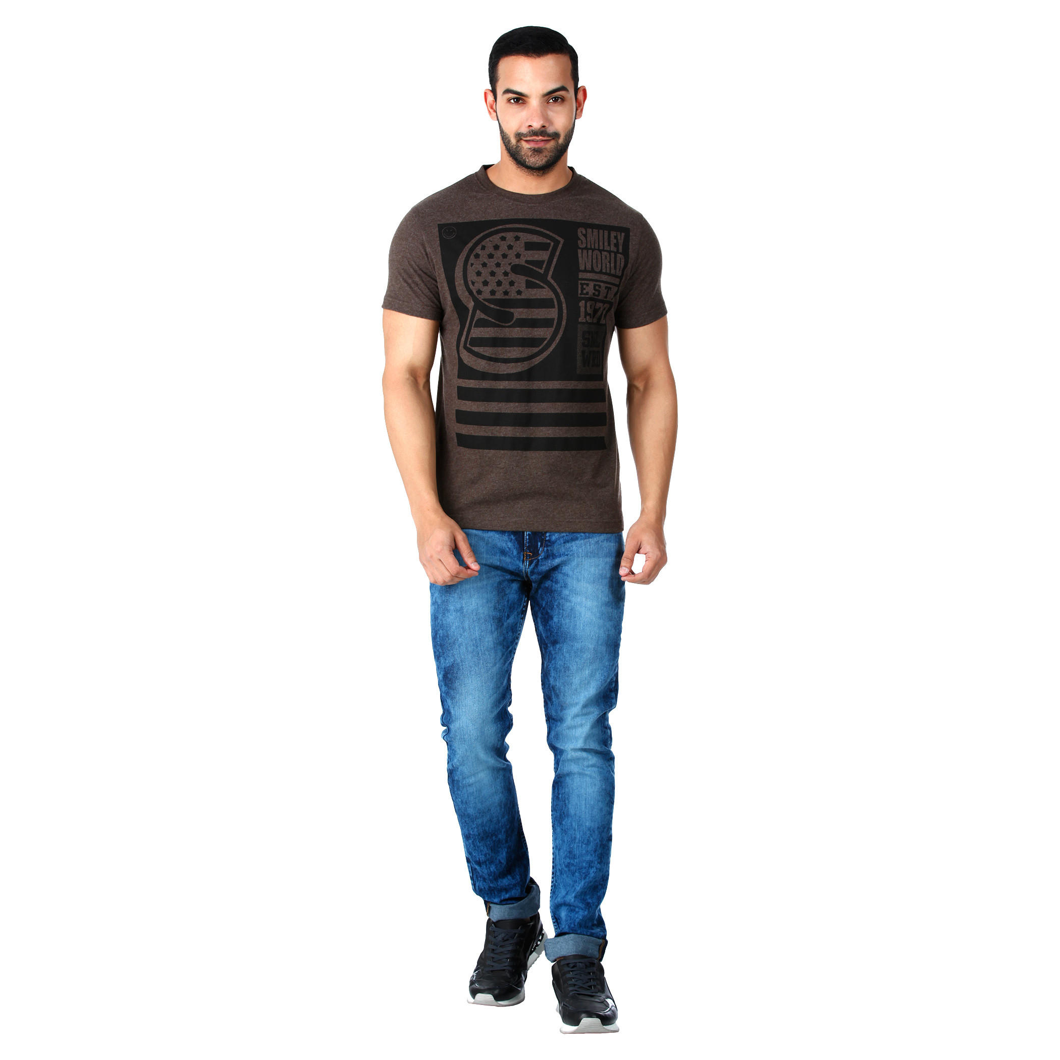 Smiley World Graphic Print T-Shirt with Short Sleeves in Regular Fit-men-clothing-tshirtsandpolos-tshirts-image-5