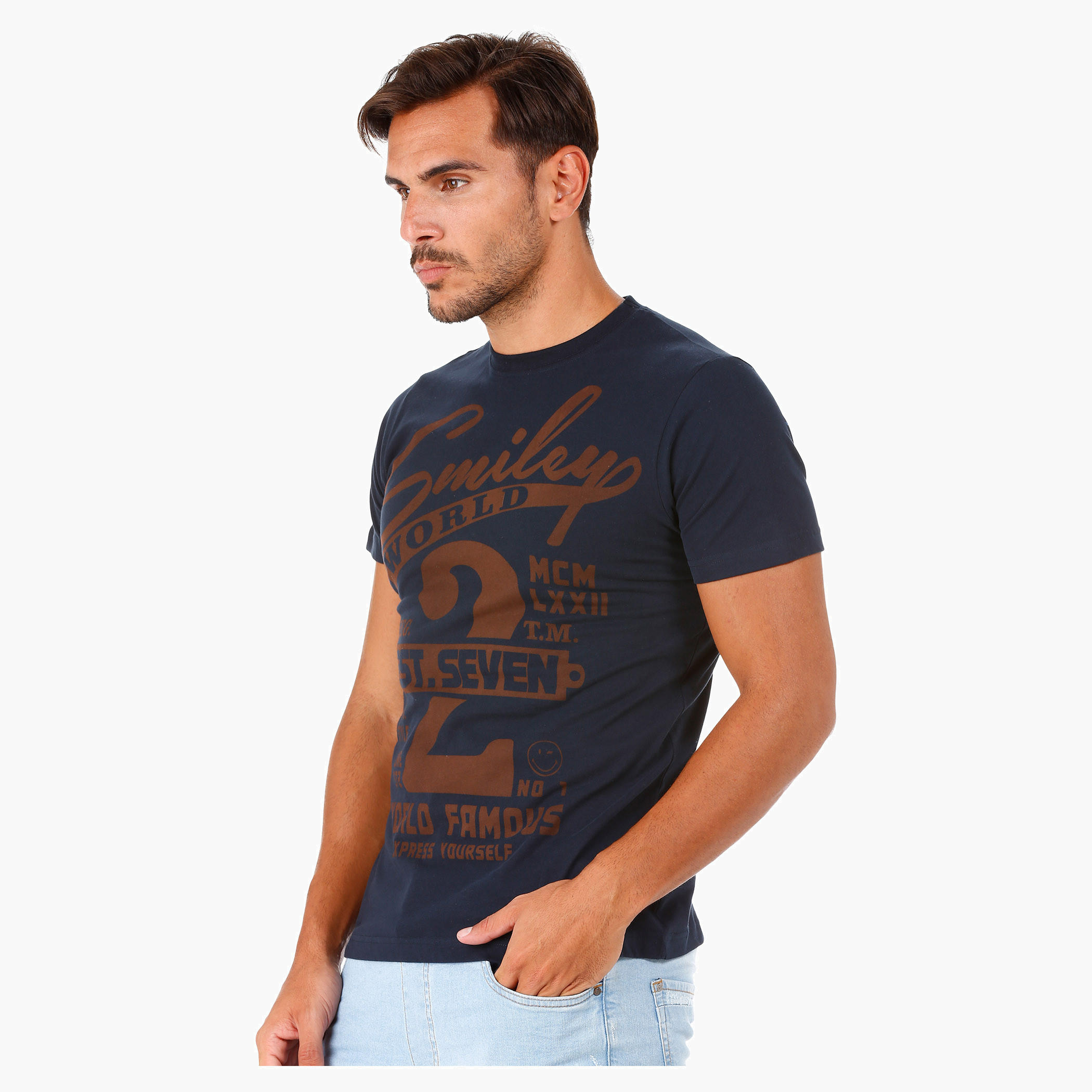 Smiley World Printed Cotton T-Shirt with Short Sleeves-men-clothing-tshirtsandpolos-tshirts-image-3