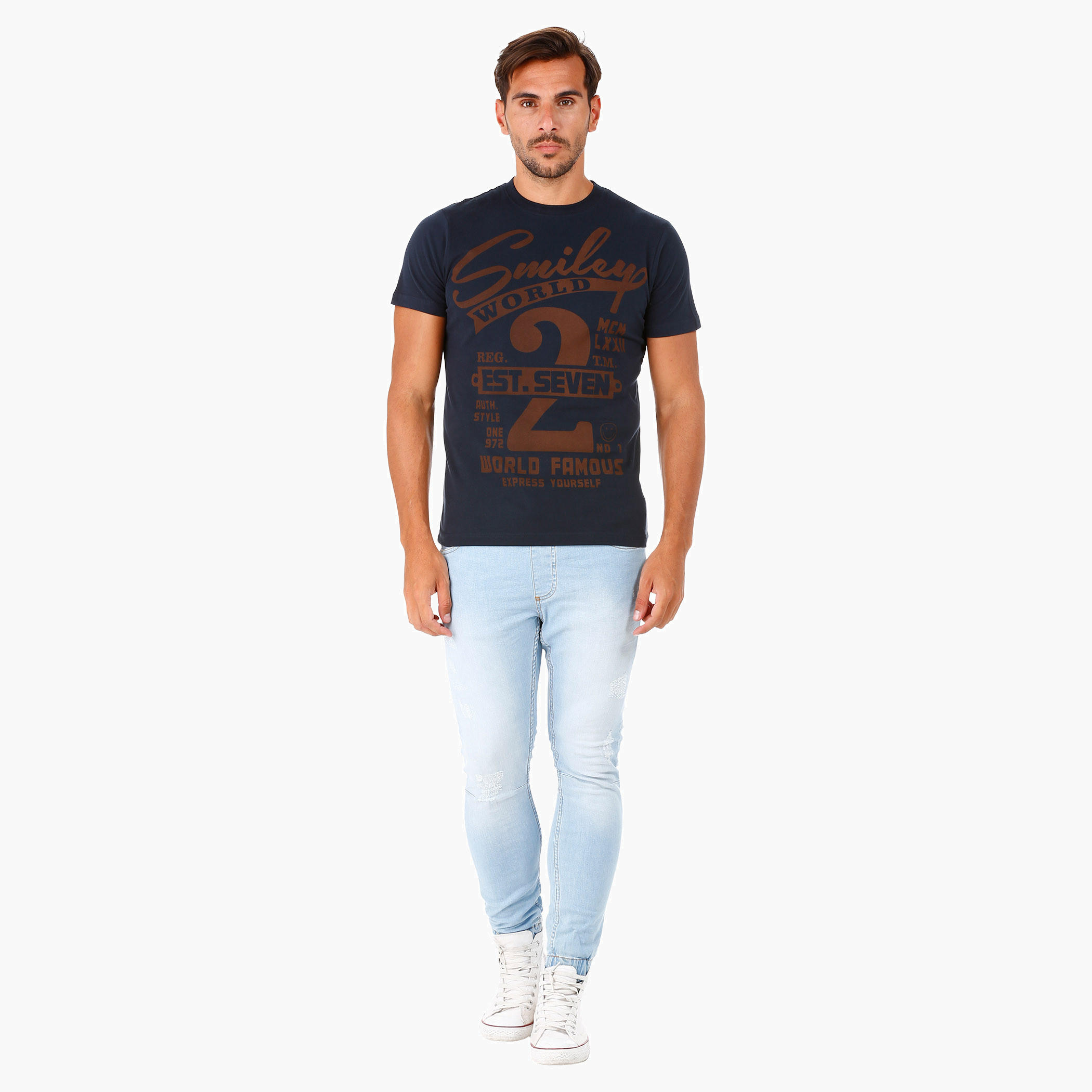 Smiley World Printed Cotton T-Shirt with Short Sleeves-men-clothing-tshirtsandpolos-tshirts-image-5