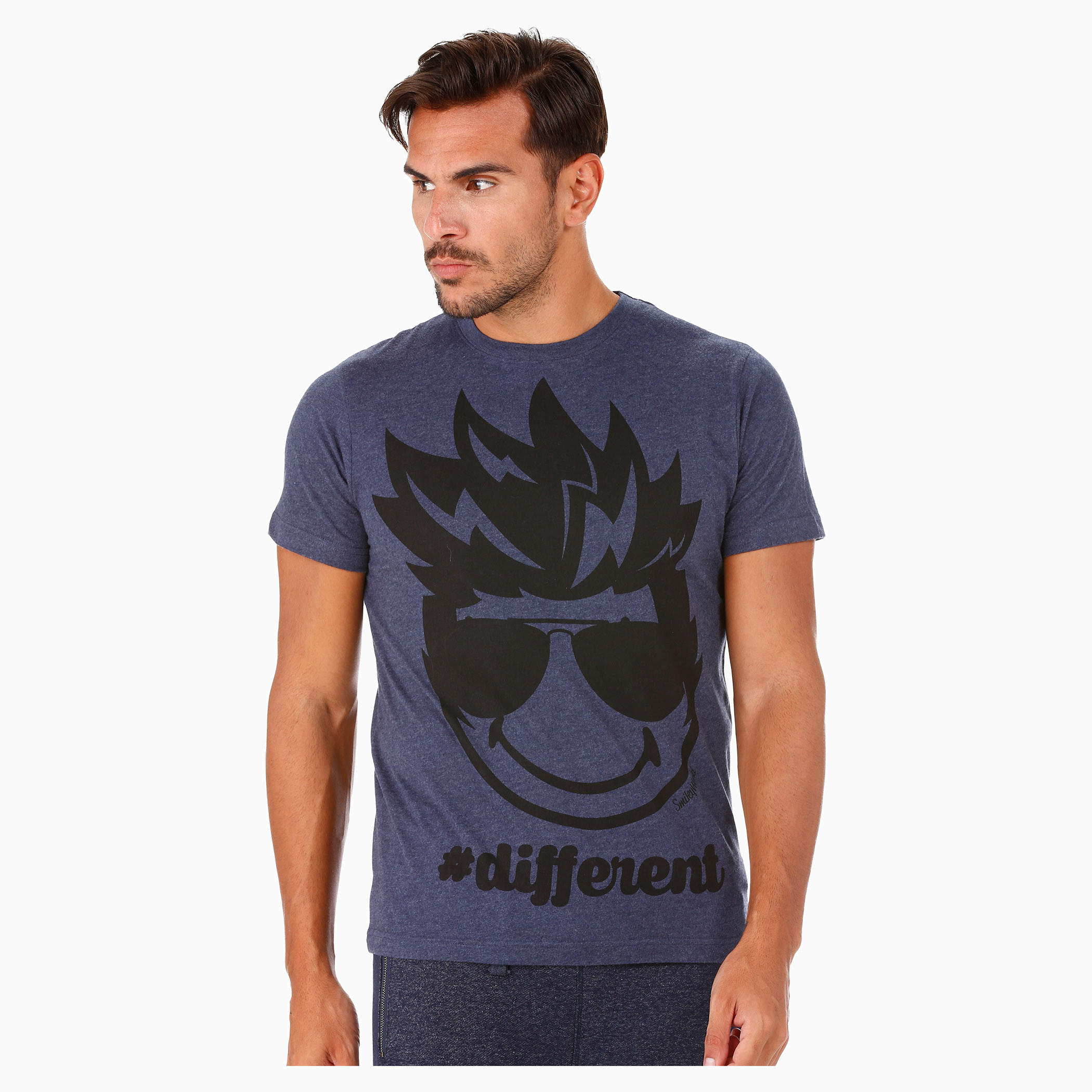 Smiley World Print T-Shirt with Short Sleeves-men-clothing-tshirtsandpolos-tshirts-image-1