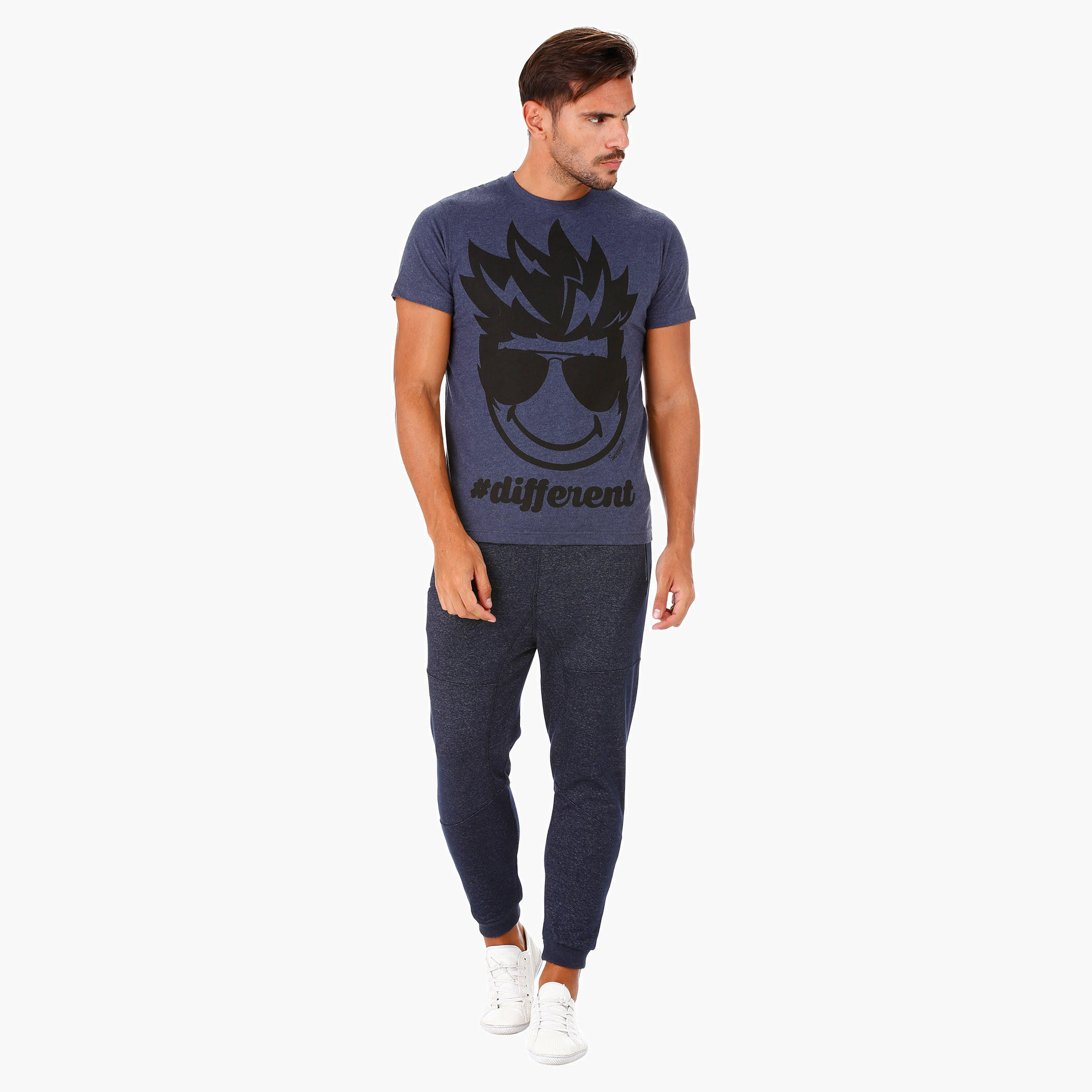 Smiley World Print T-Shirt with Short Sleeves-men-clothing-tshirtsandpolos-tshirts-image-1