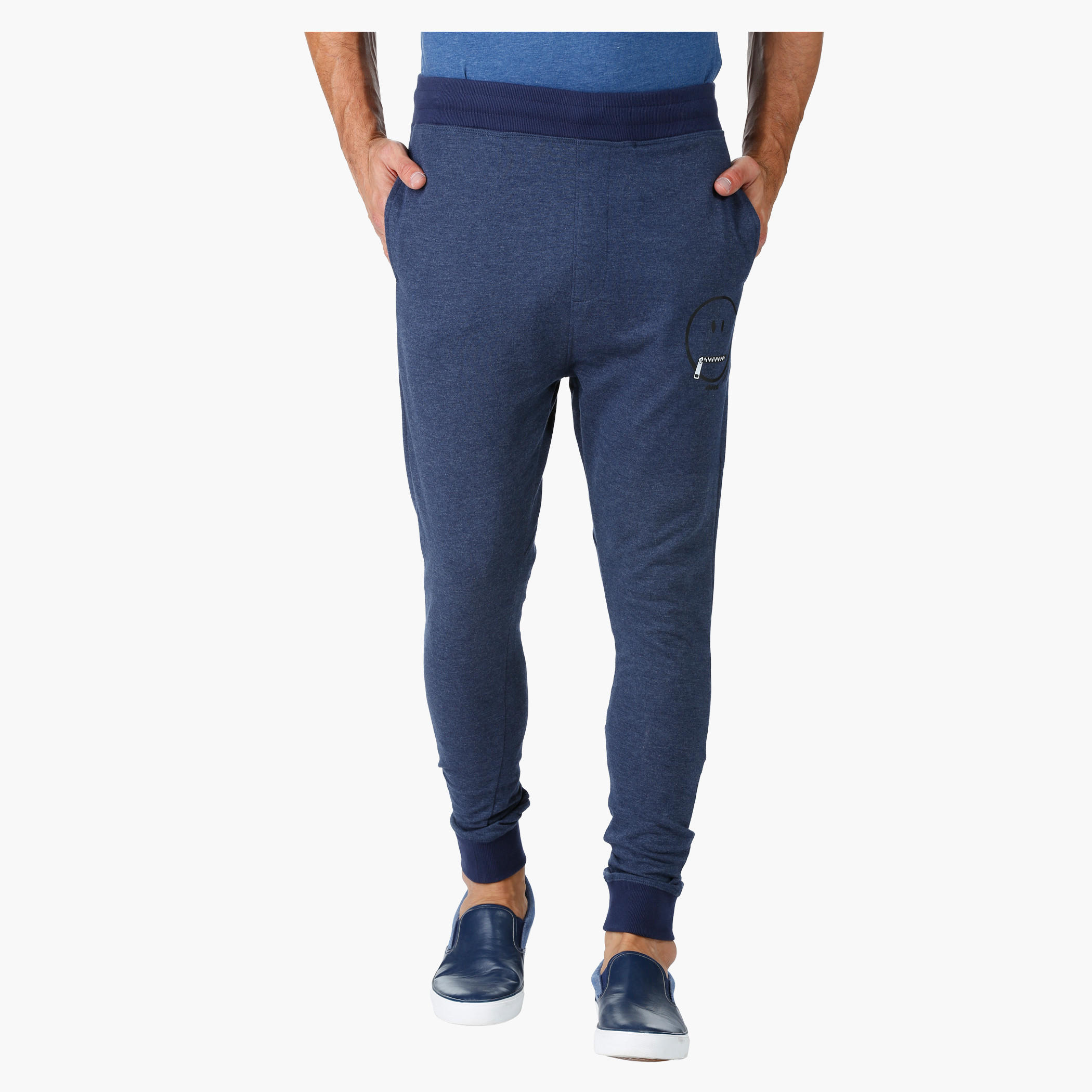 Smiley World Melange Printed Joggers-men-clothing-bottoms-joggers-image-1