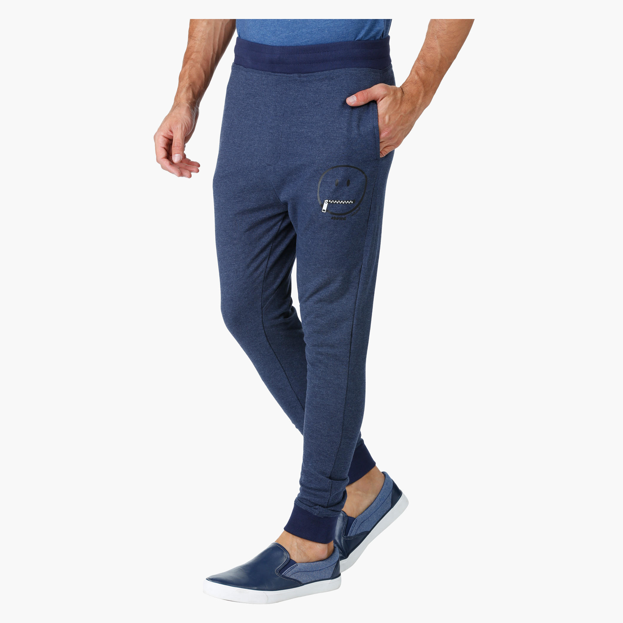 Smiley World Melange Printed Joggers-men-clothing-bottoms-joggers-image-3