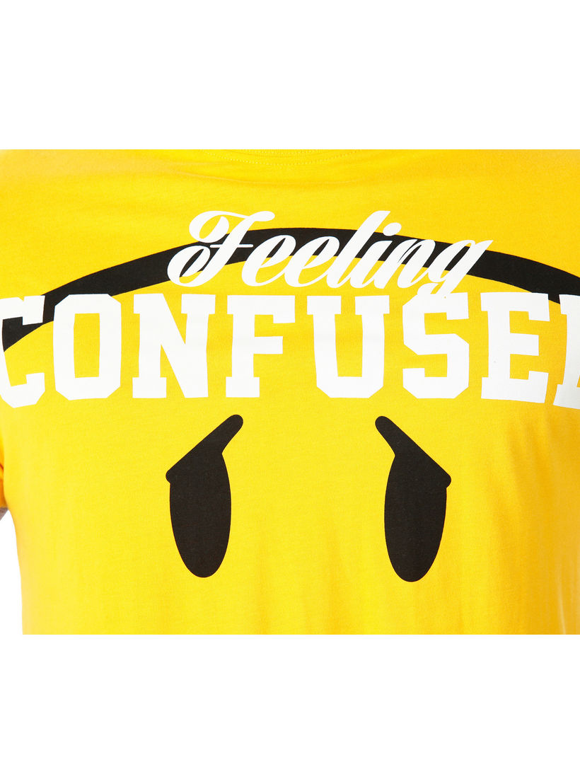 Smiley World Graphic Print Cotton T-Shirt with Short Sleeves in Regular Fit-men-clothing-tshirtsandpolos-tshirts-image-4