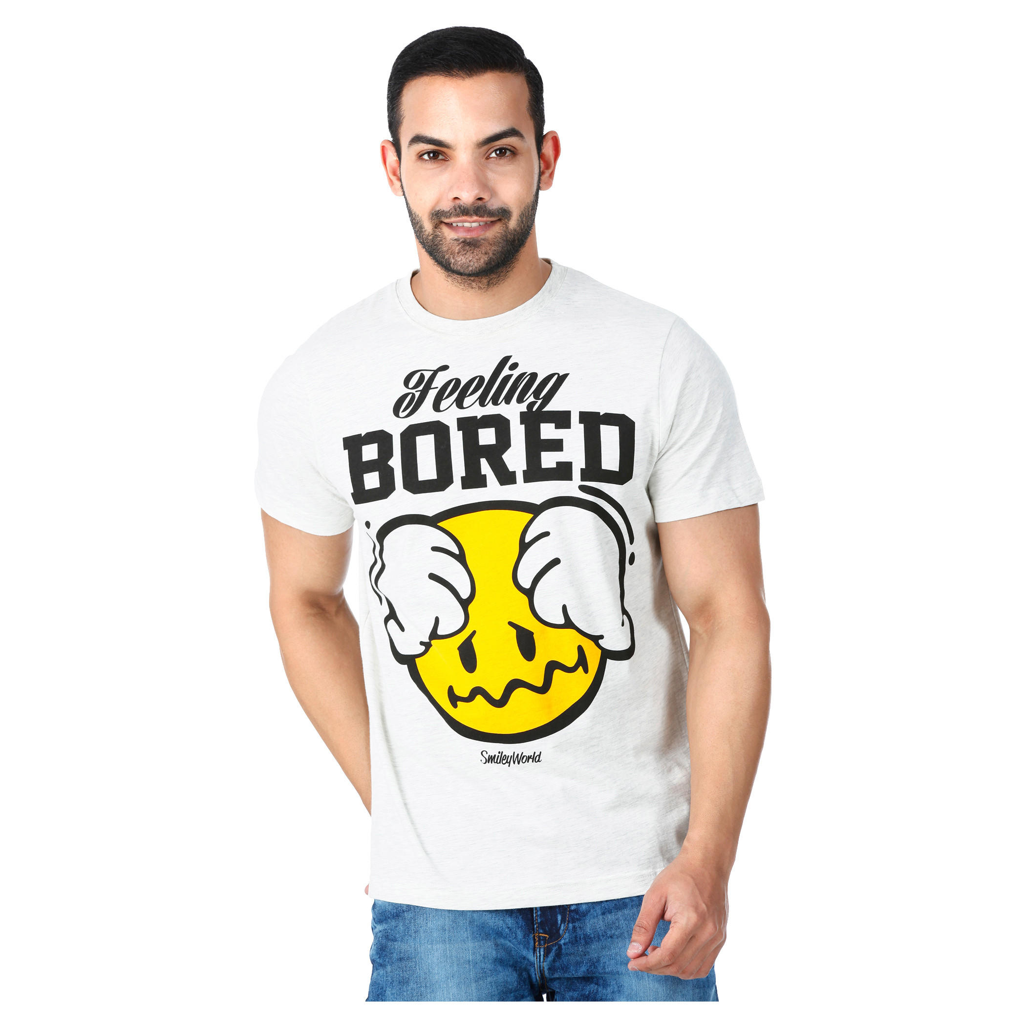 Smiley World Graphic Print Cotton T-Shirt with Short Sleeves in Regular Fit-men-clothing-tshirtsandpolos-tshirts-image-1