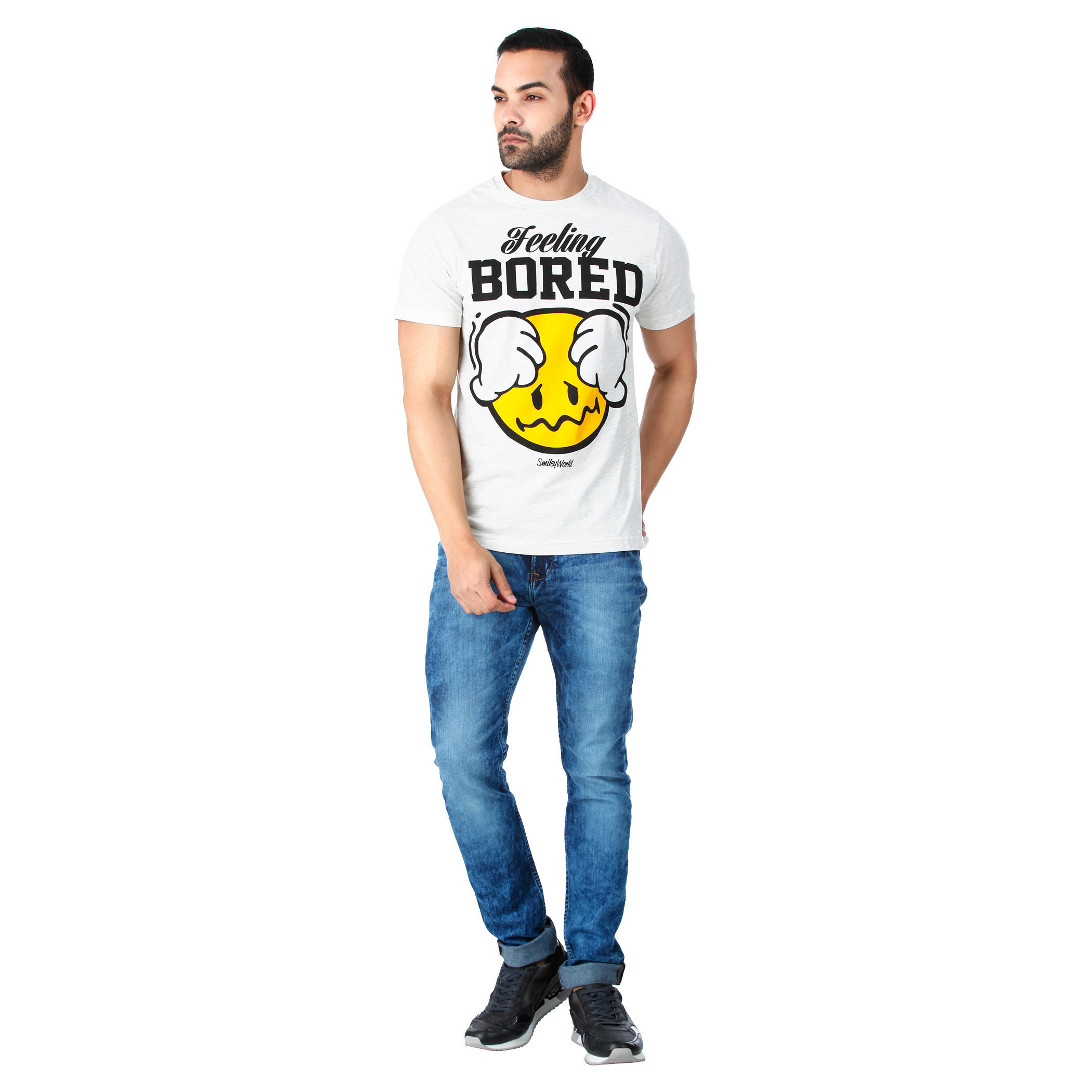 Smiley World Graphic Print Cotton T-Shirt with Short Sleeves in Regular Fit-men-clothing-tshirtsandpolos-tshirts-image-5