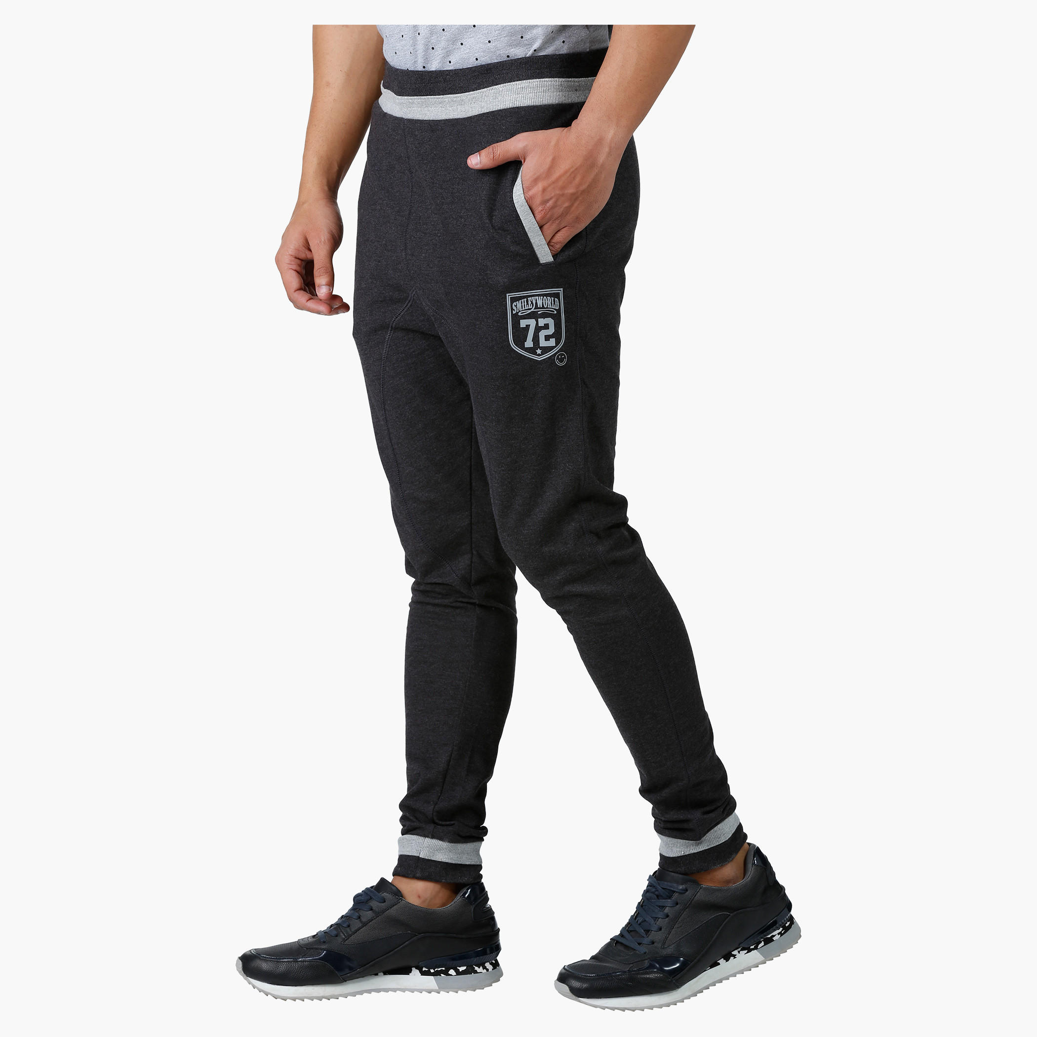 Smiley World Print Melange Pants-men-clothing-bottoms-joggers-image-3