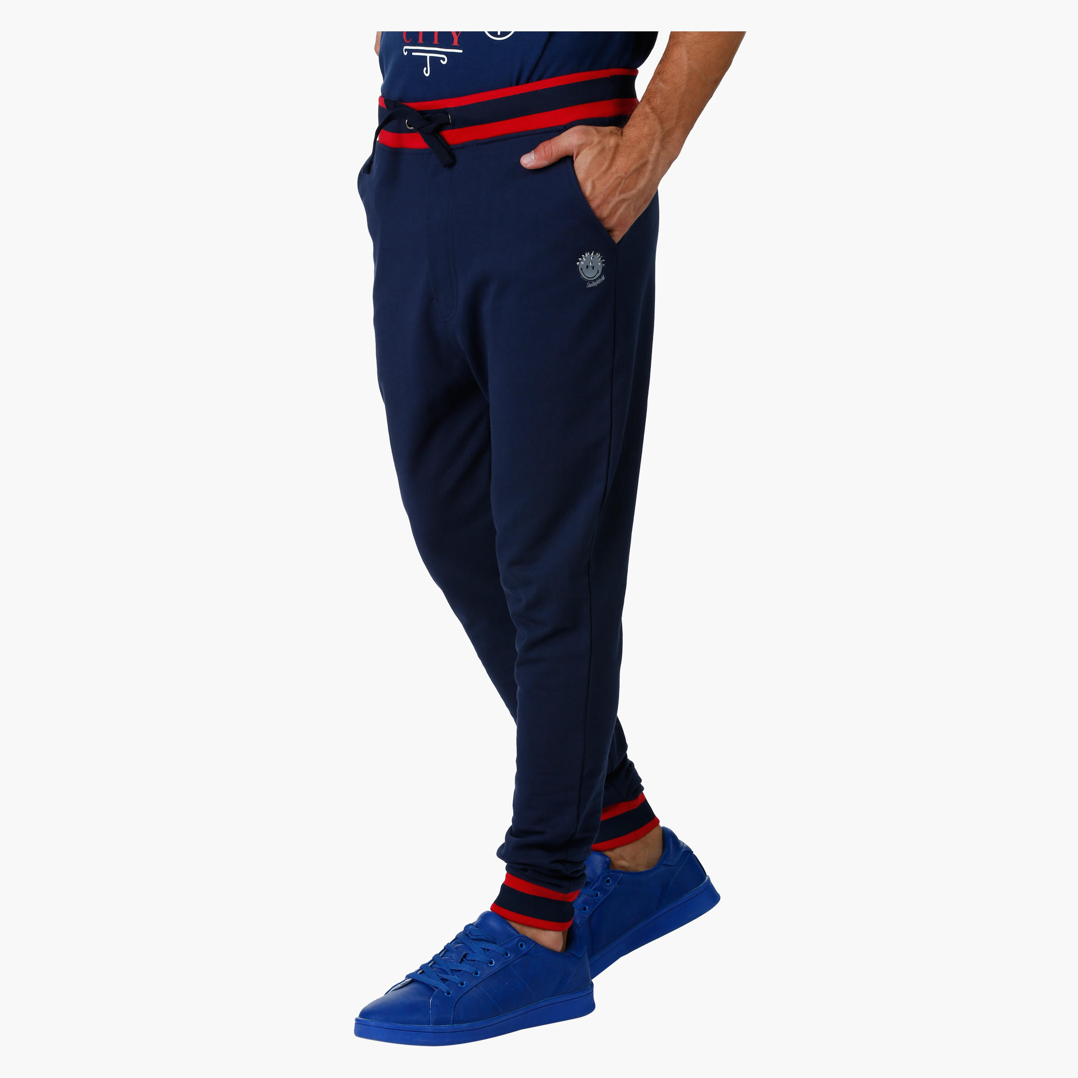 Smiley World Melange Printed Joggers-men-clothing-bottoms-joggers-image-3