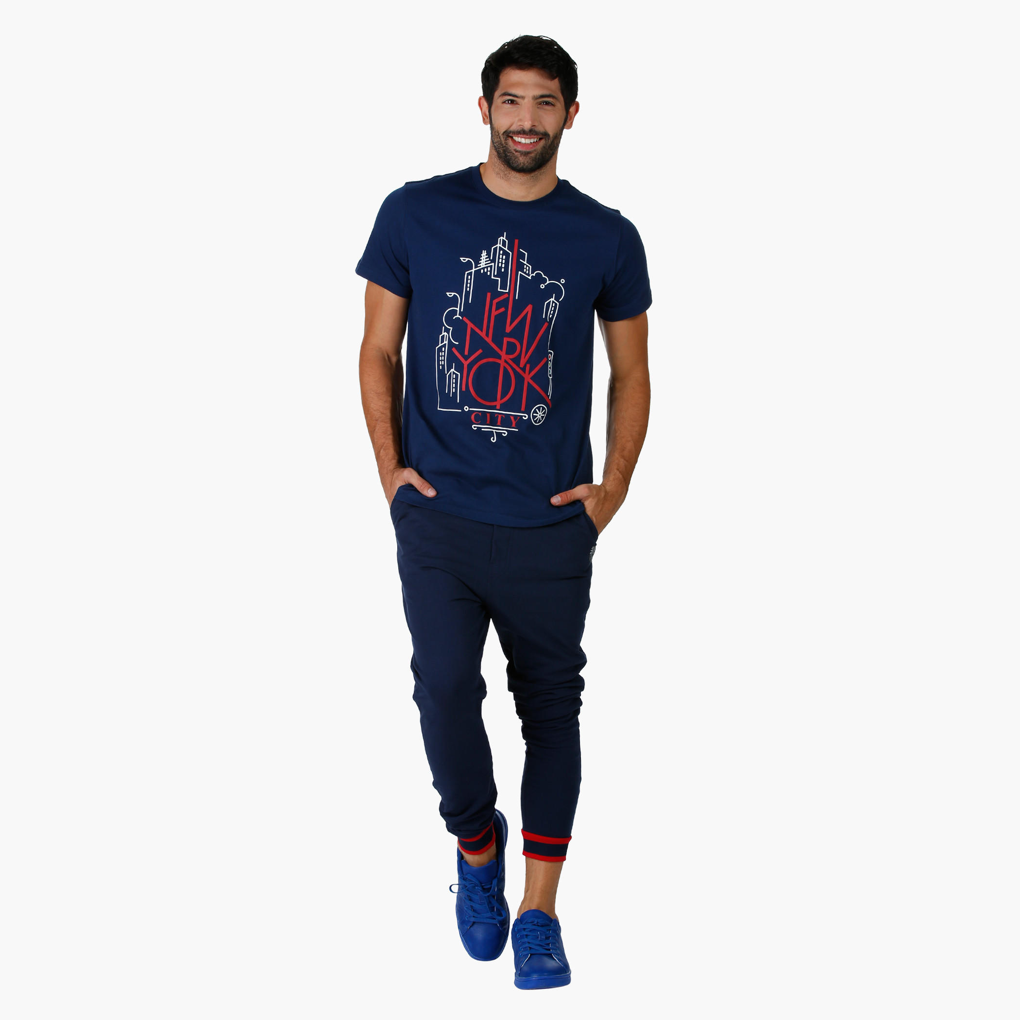 Smiley World Melange Printed Joggers-men-clothing-bottoms-joggers-image-5