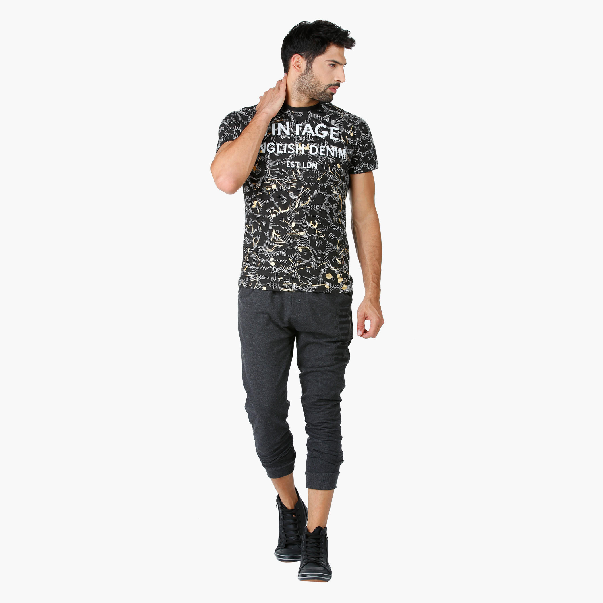 Smiley World Melange Printed Pants-men-clothing-bottoms-joggers-image-5