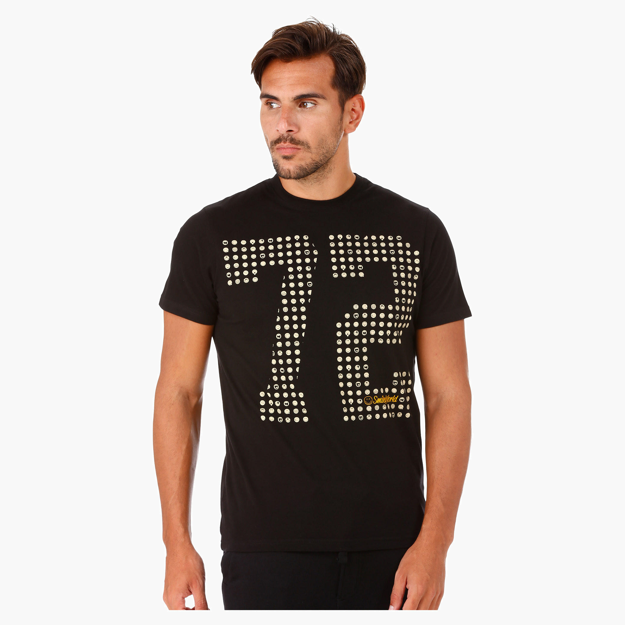 Smiley World Printed Cotton T-Shirt with Short Sleeves-men-clothing-tshirtsandpolos-tshirts-image-1