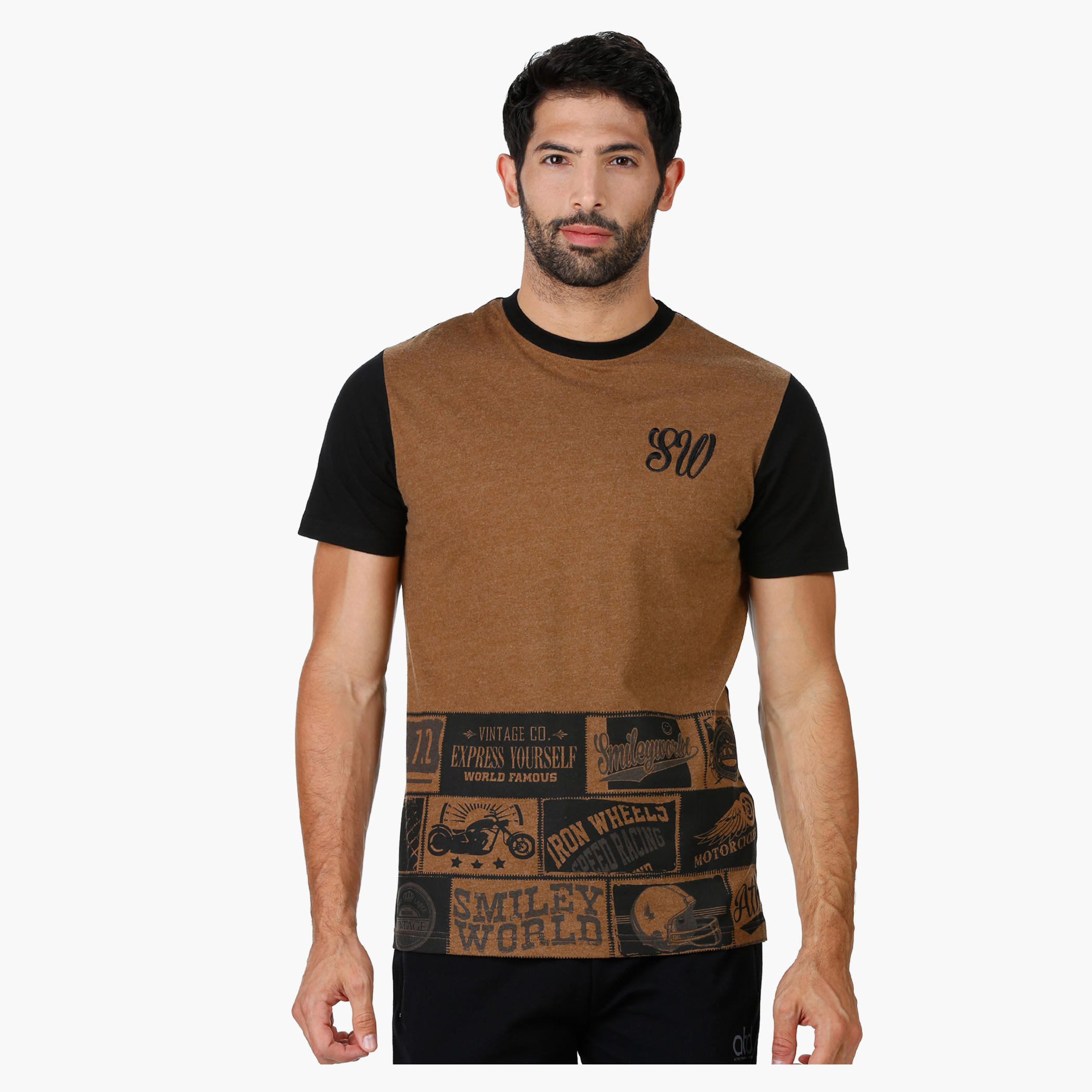 Smiley World Graphic Print T-Shirt with Short Sleeves-men-clothing-tshirtsandpolos-tshirts-image-1