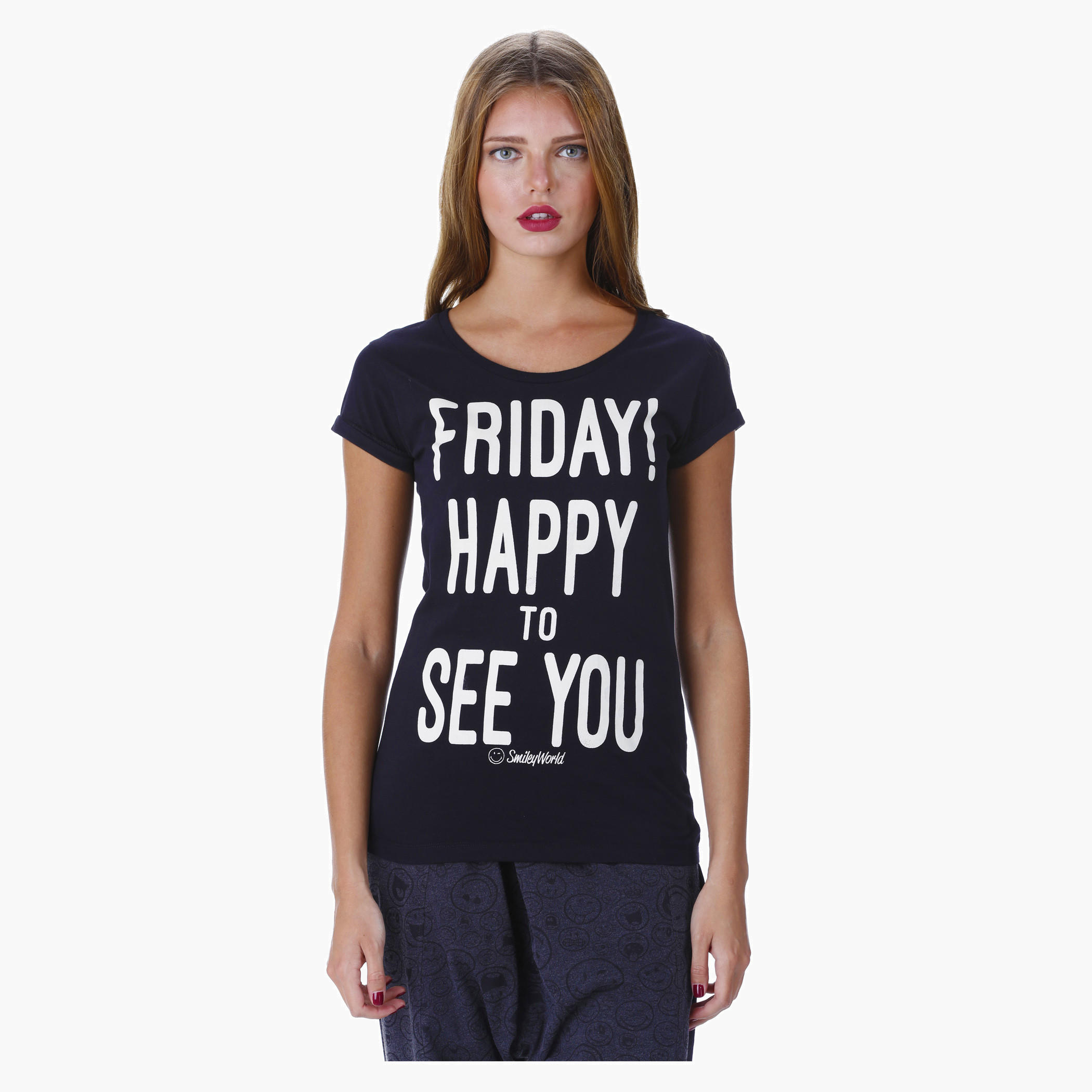 Smiley World Graphic Print T-shirt-women-clothing-tshirts-image-1