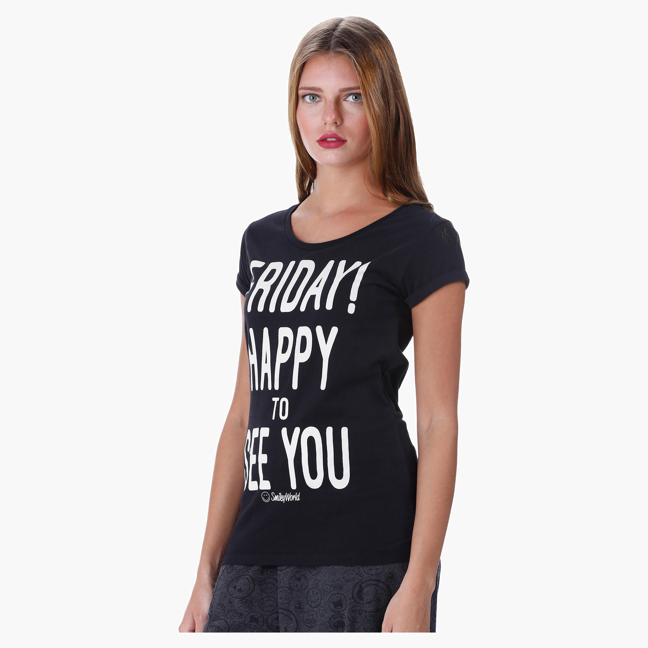 Smiley World Graphic Print T-shirt-women-clothing-tshirts-image-3