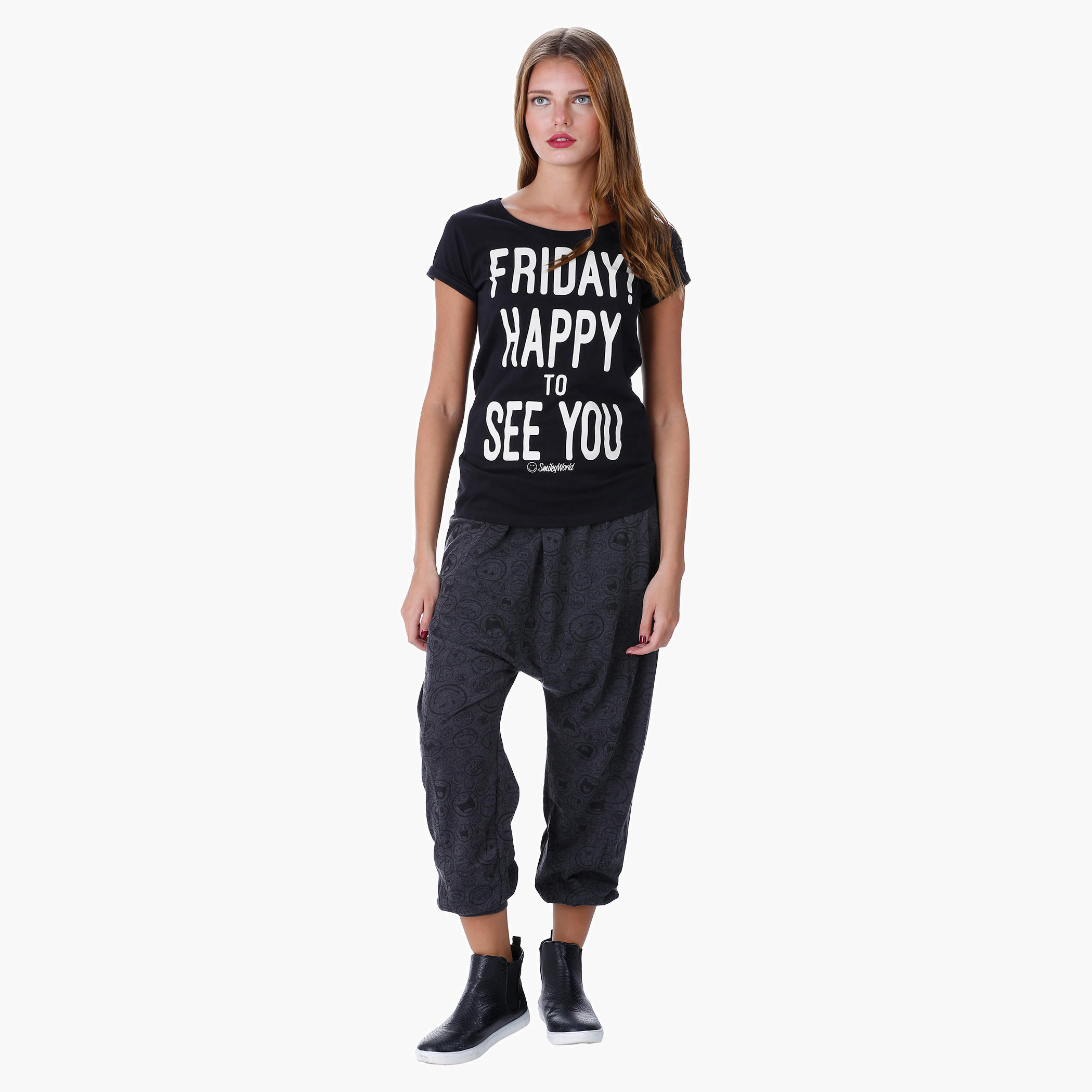Smiley World Graphic Print T-shirt-women-clothing-tshirts-image-5