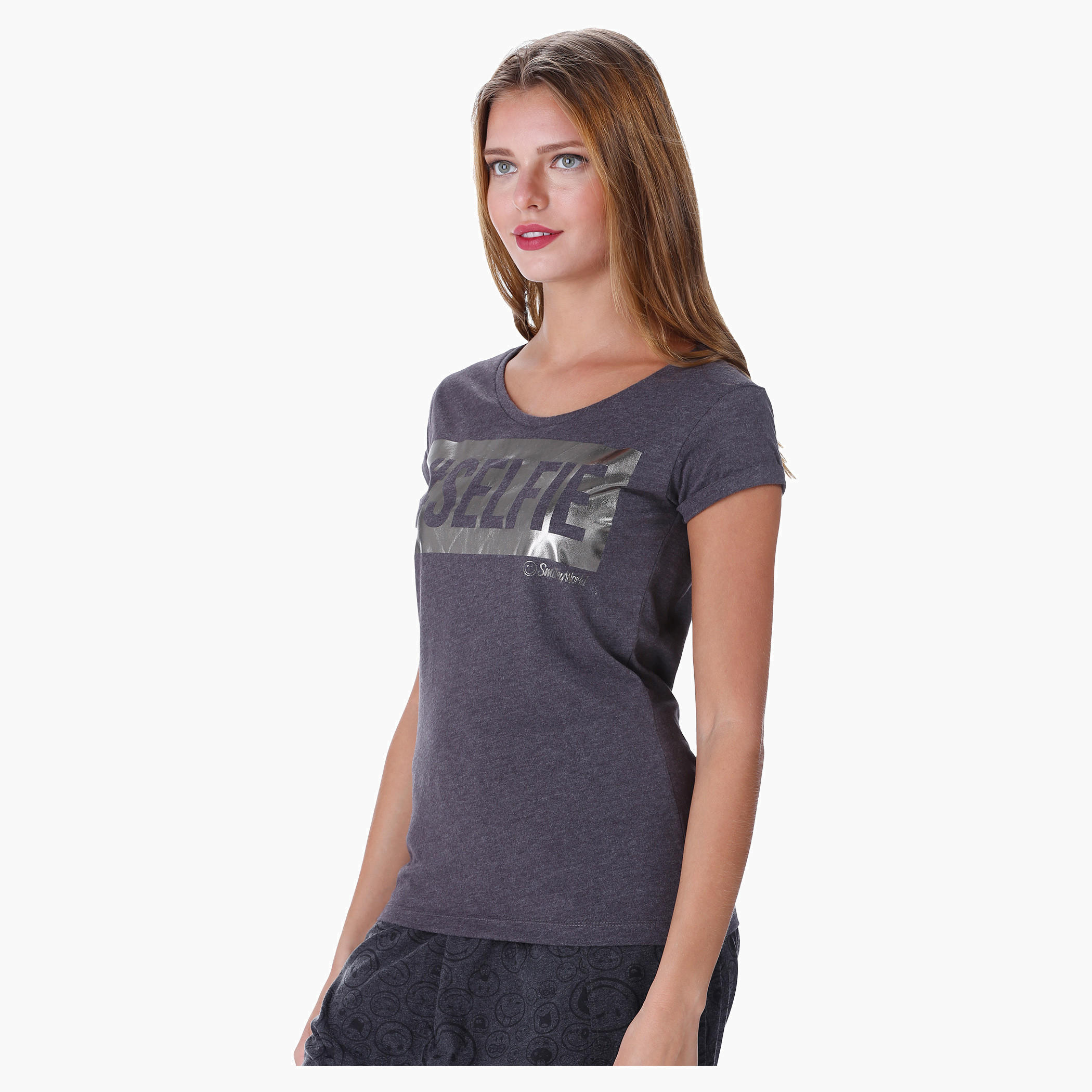 Smiley World Graphic Print T-shirt-women-clothing-tshirts-image-3