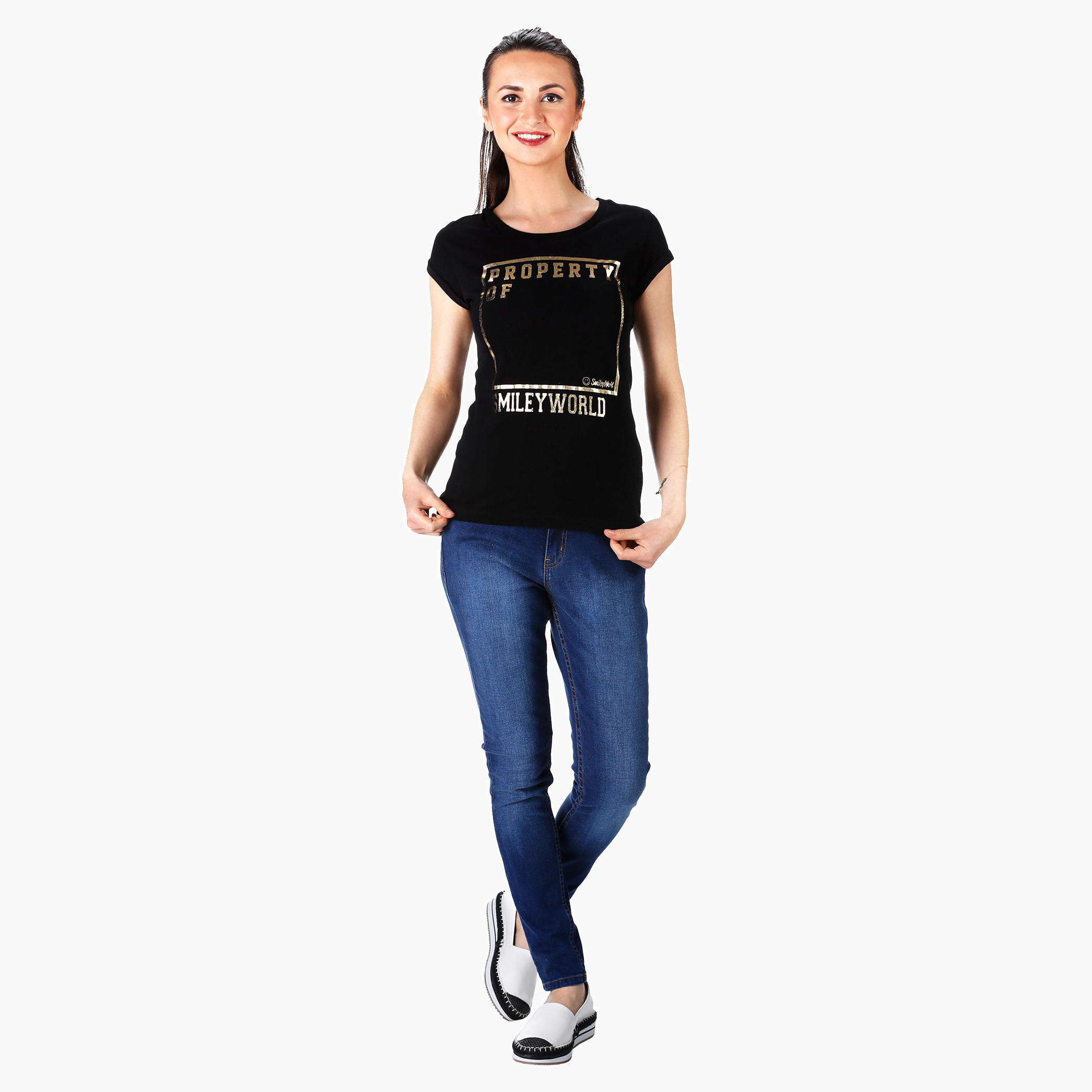 Smiley World Printed T-shirt-women-clothing-tshirts-image-1