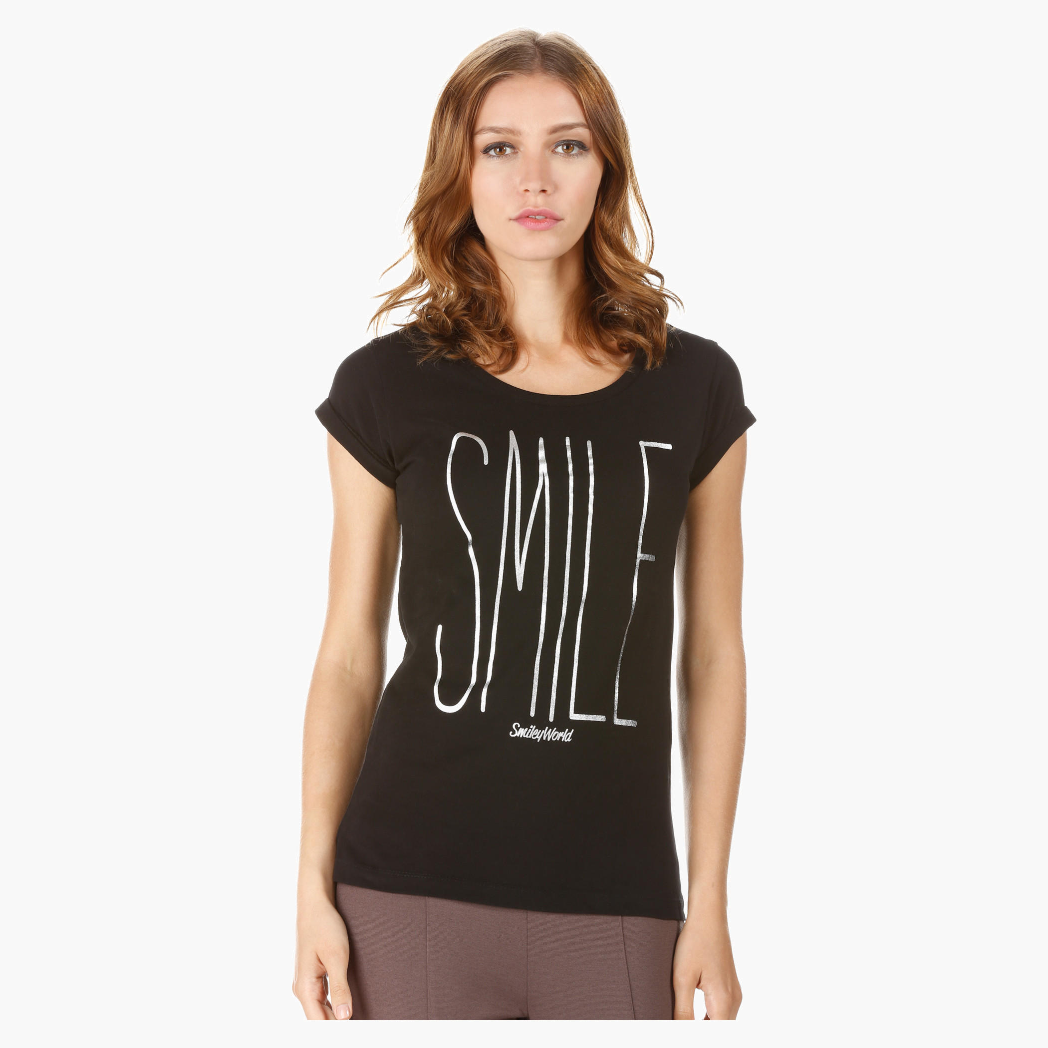 Smiley World Printed T-shirt-women-clothing-tshirts-image-5