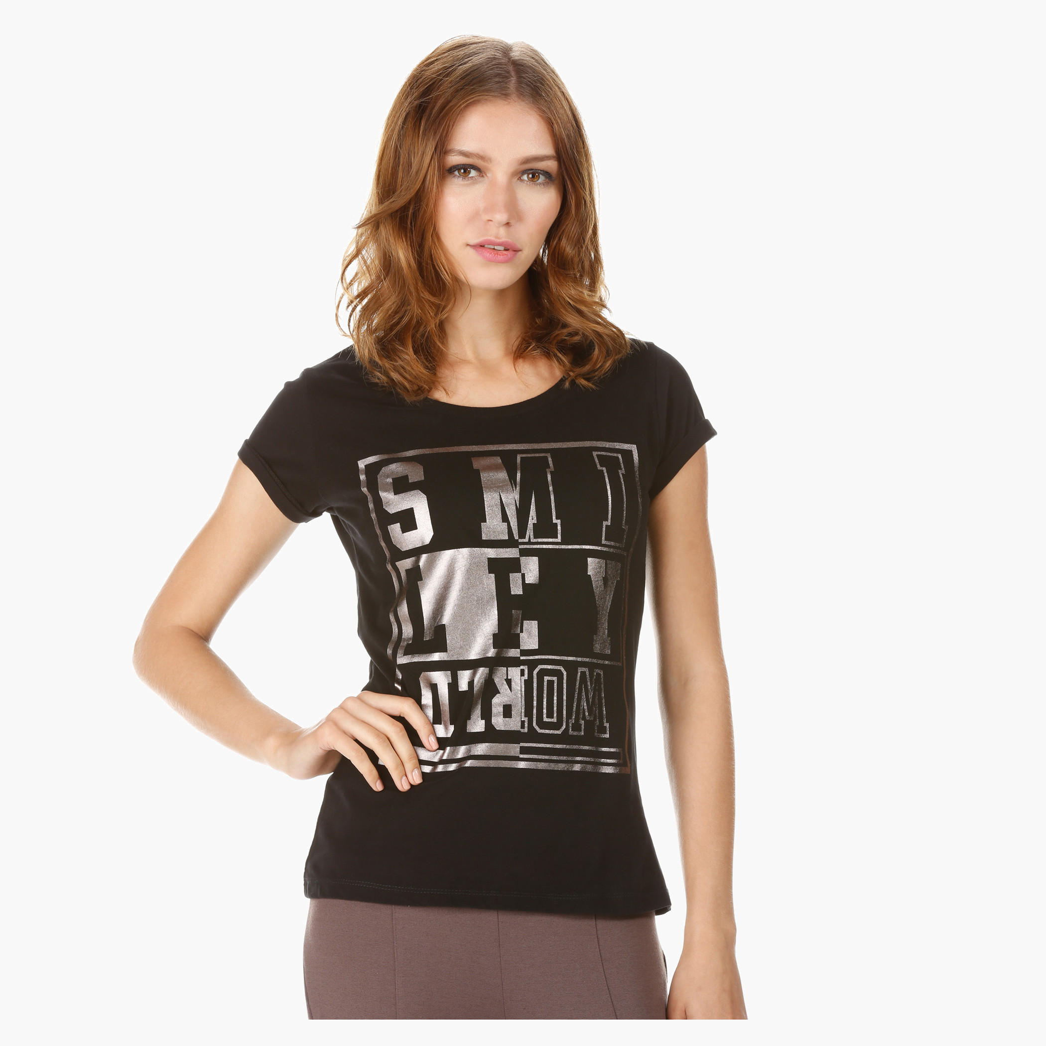 Smiley World Printed T-shirt-women-clothing-tshirts-image-1