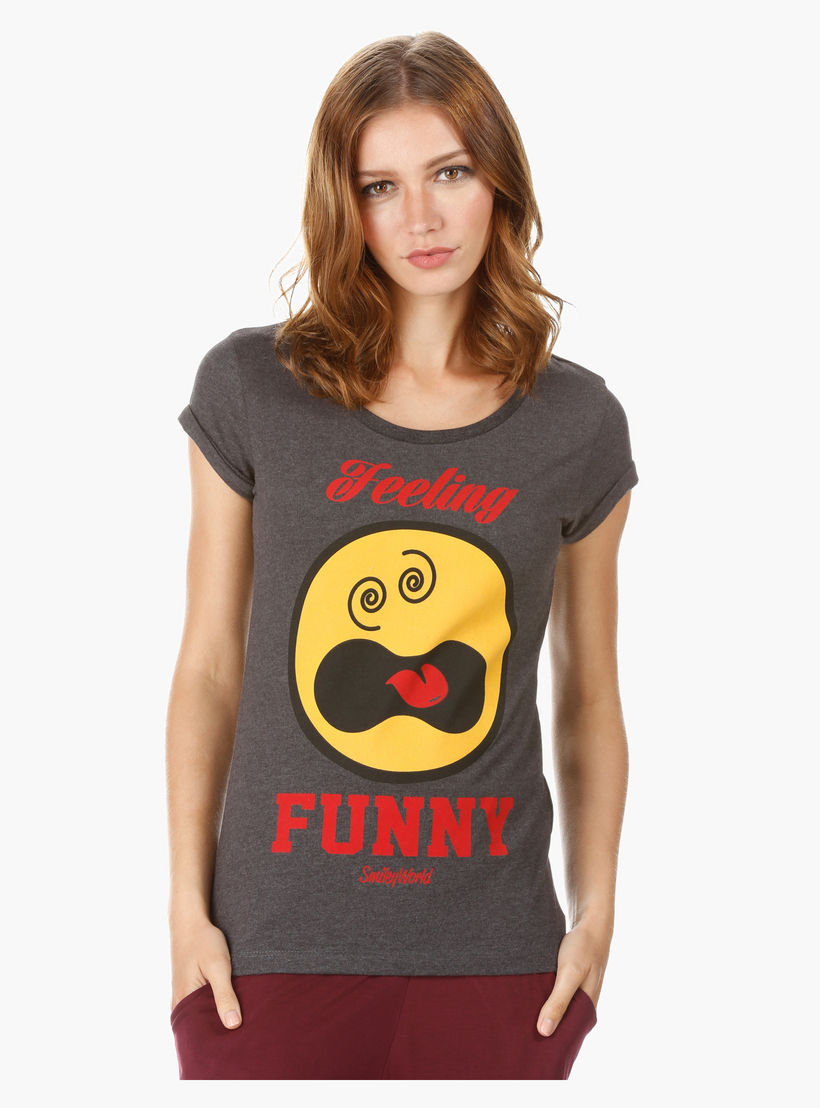 Smiley World Printed T-shirt-women-clothing-tshirts-image-5