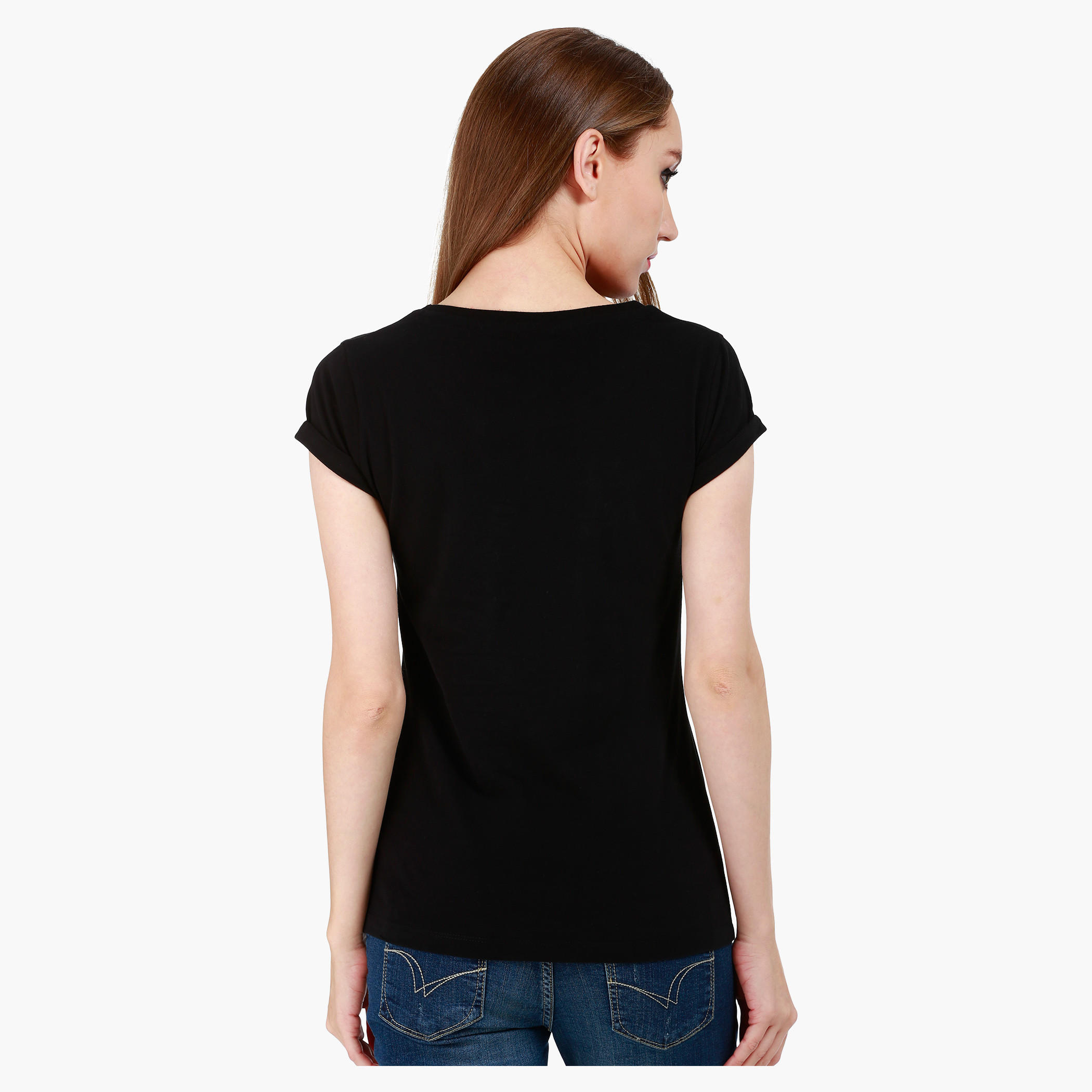 Smiley World Graphic Print Cotton T-Shirt with Short Sleeves-women-clothing-tshirts-image-2