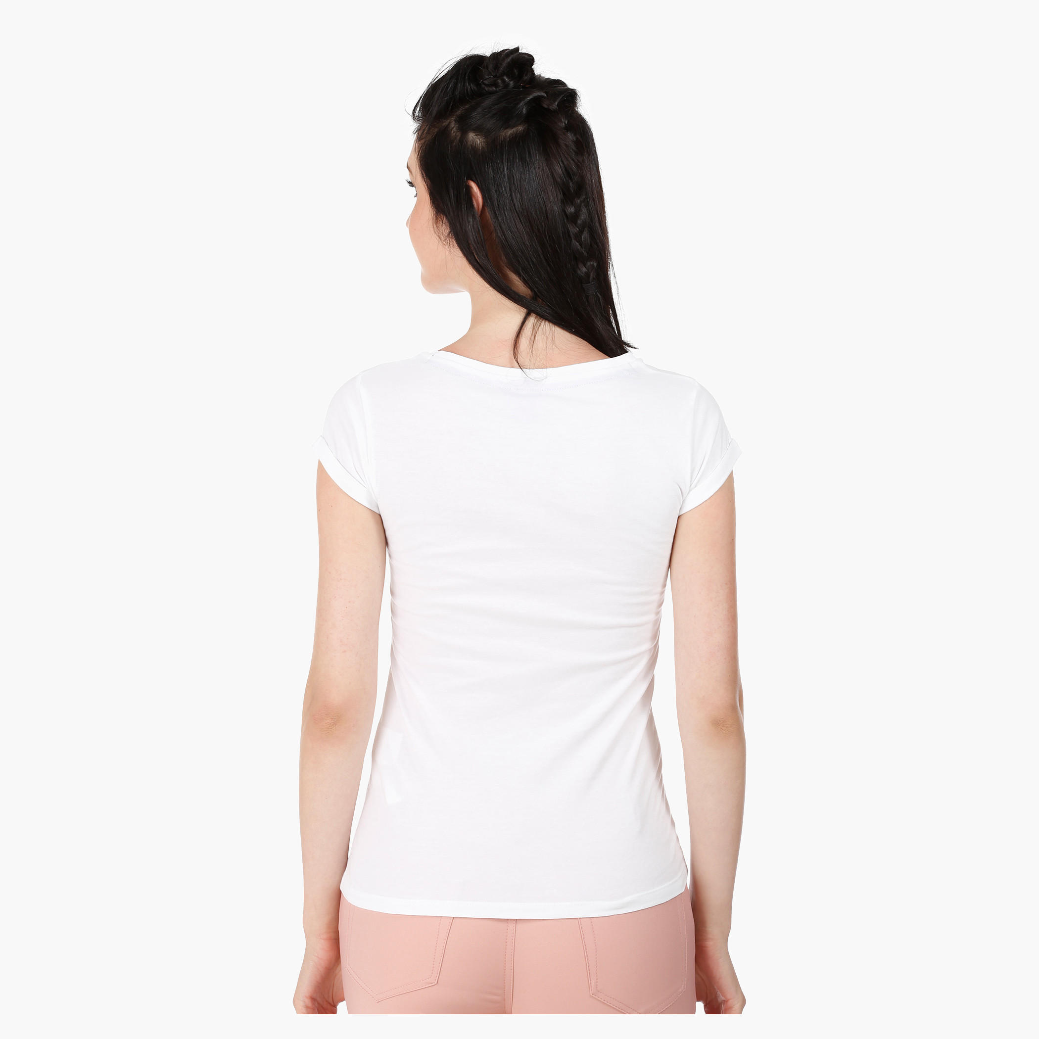 Smiley World Print T-Shirt with Short Sleeves in Regular Fit-women-clothing-tshirts-image-2