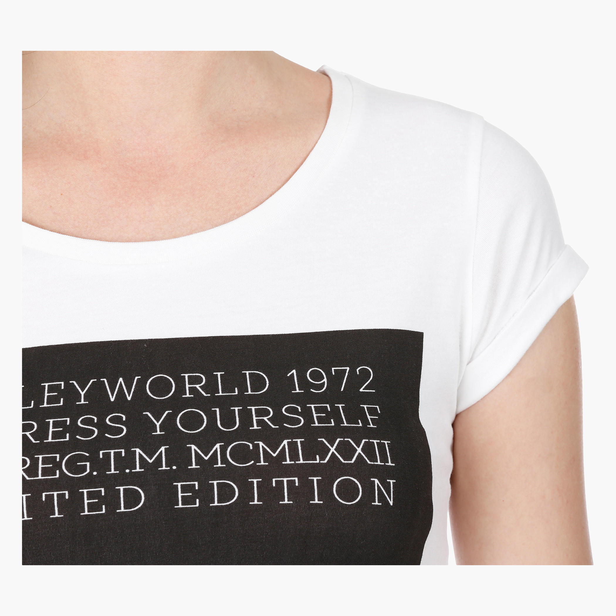 Smiley World Print T-Shirt with Short Sleeves in Regular Fit-women-clothing-tshirts-image-4