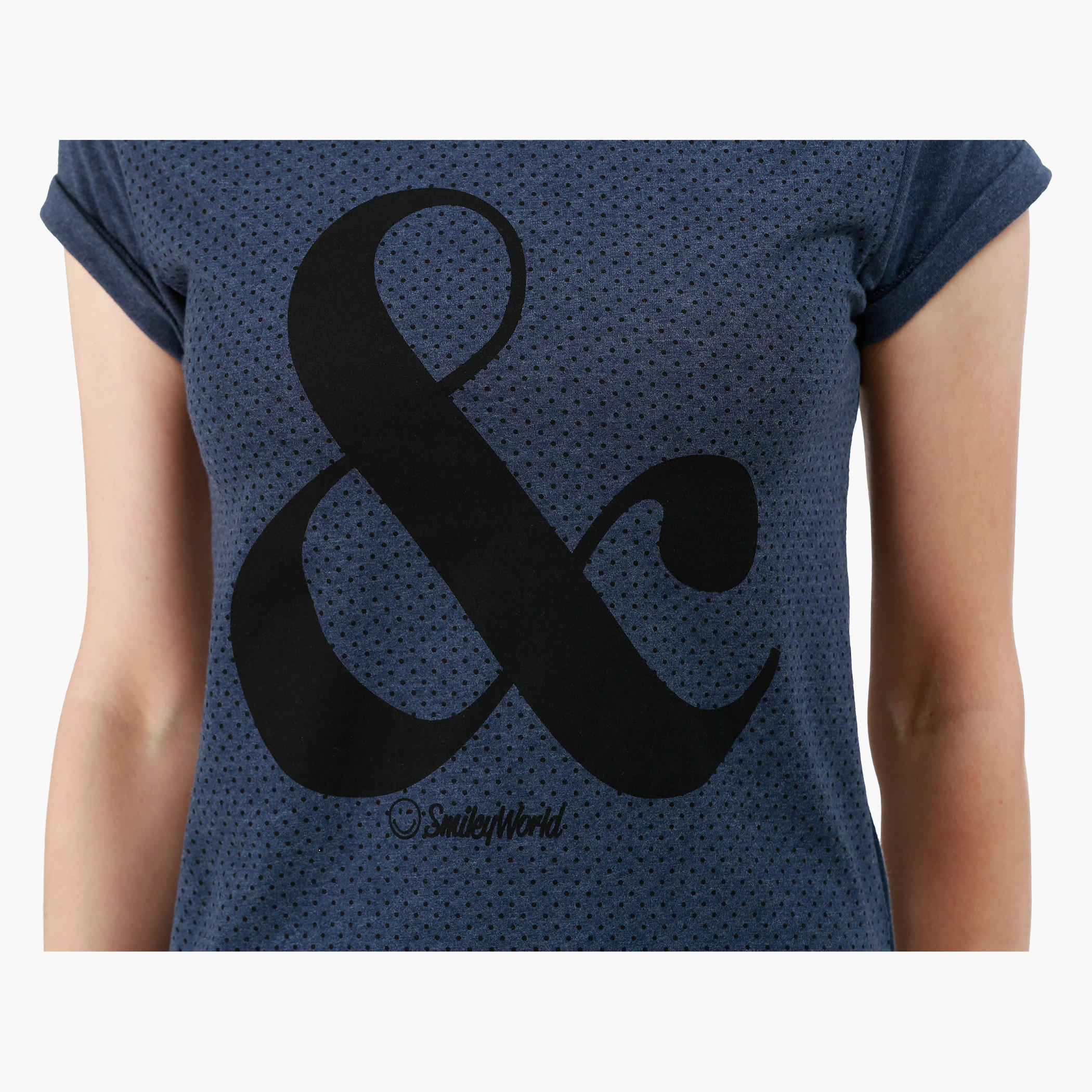 Smiley World Short-Sleeved T-Shirt with Polka Dot and Graphic Print in Regular Fit-women-clothing-tshirts-image-4