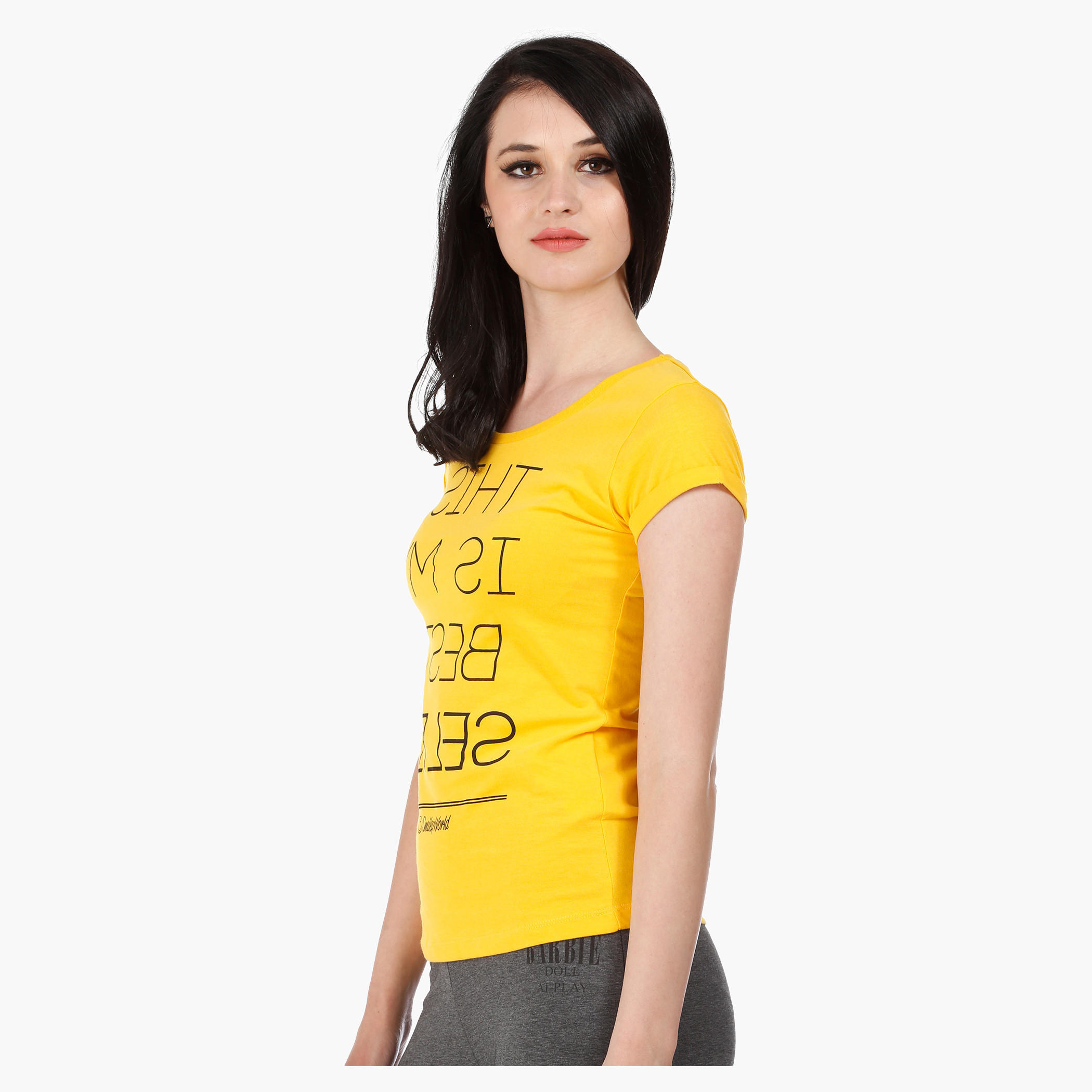 Smiley World Print T-Shirt with Short Sleeves in Regular Fit-women-clothing-tshirts-image-3