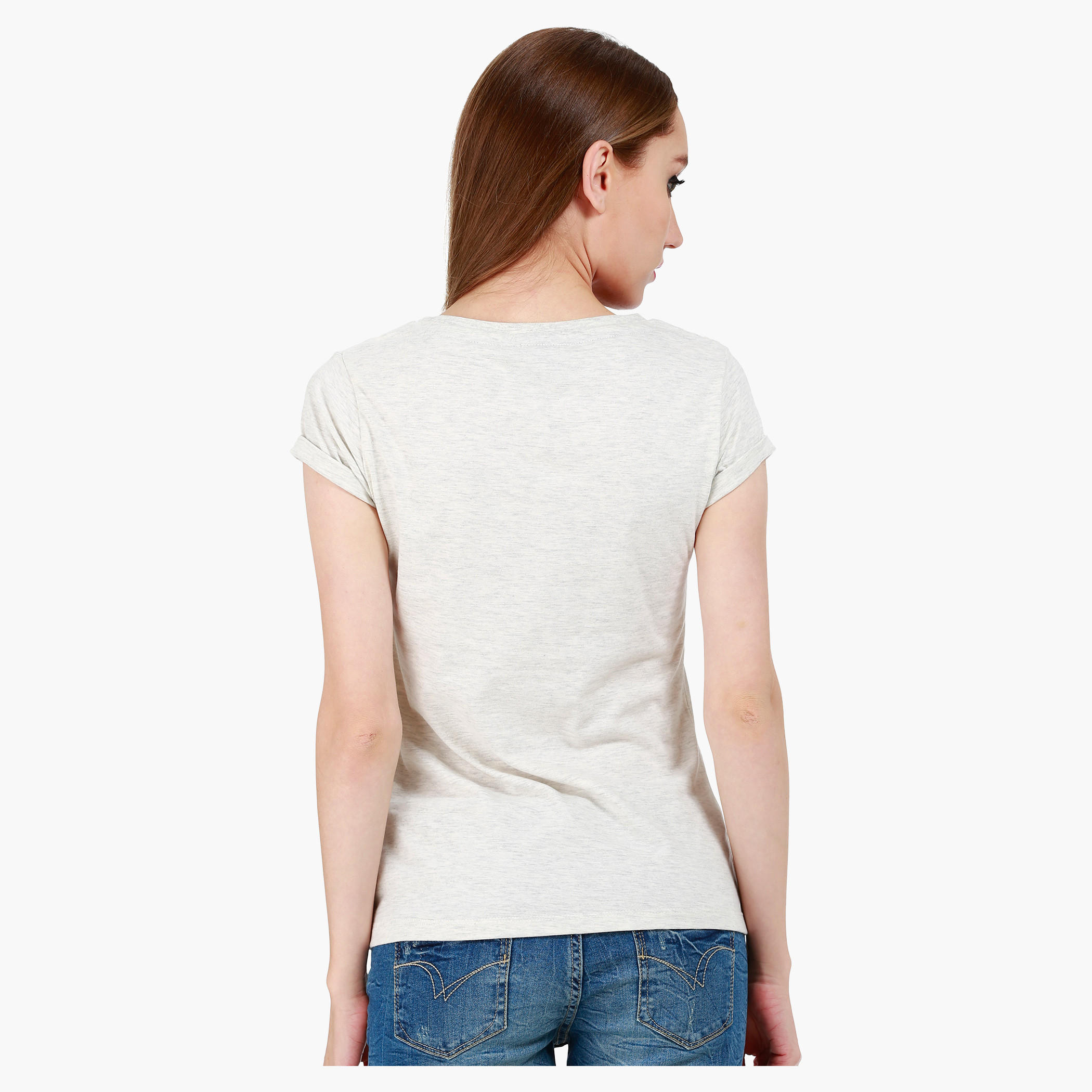 Smiley World Boat Neck Cotton T-Shirt with Graphic Print and Short Sleeves in Regular Fit-women-clothing-tshirts-image-2