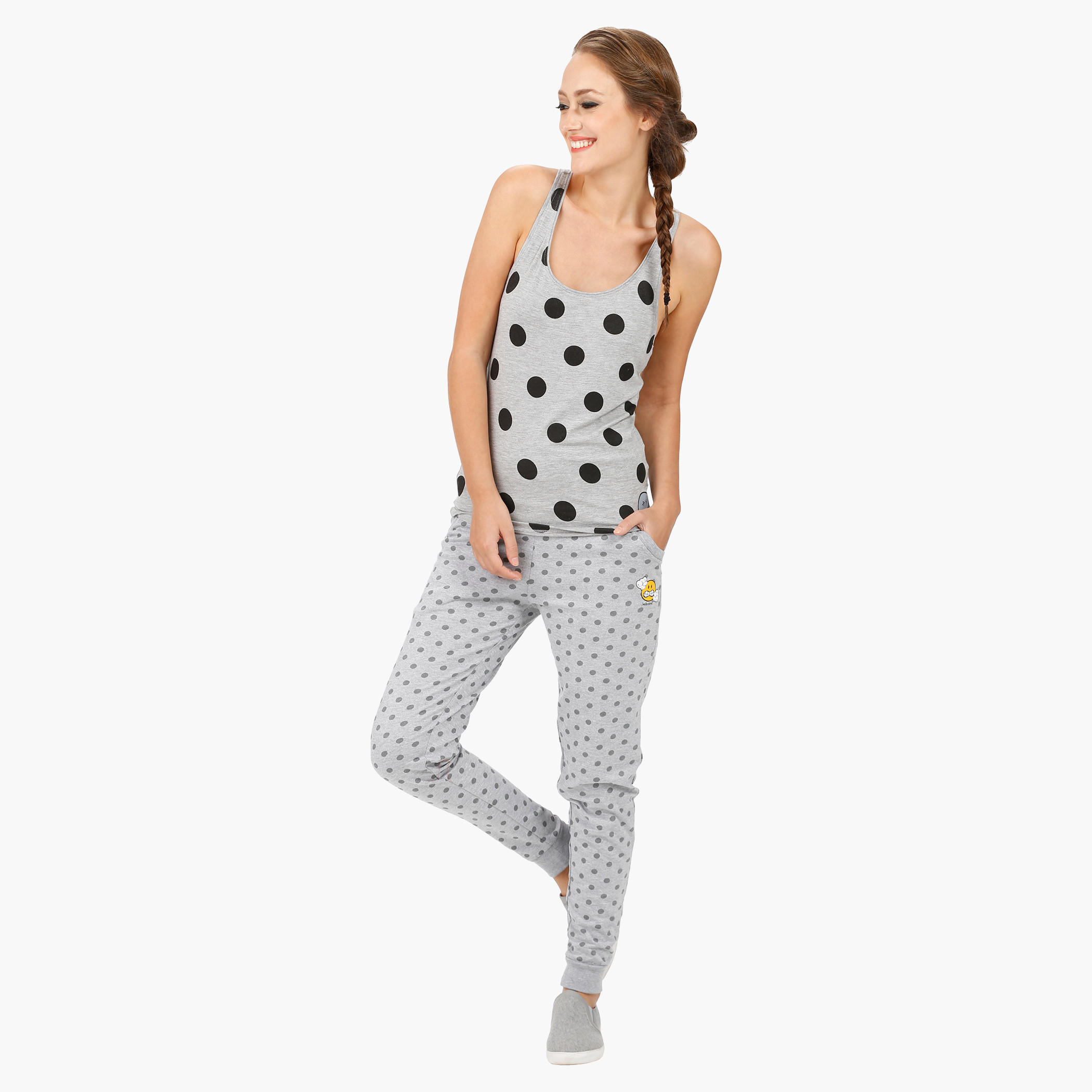 Smiley World Polka Dot Print T-Shirt-women-clothing-tshirts-image-1
