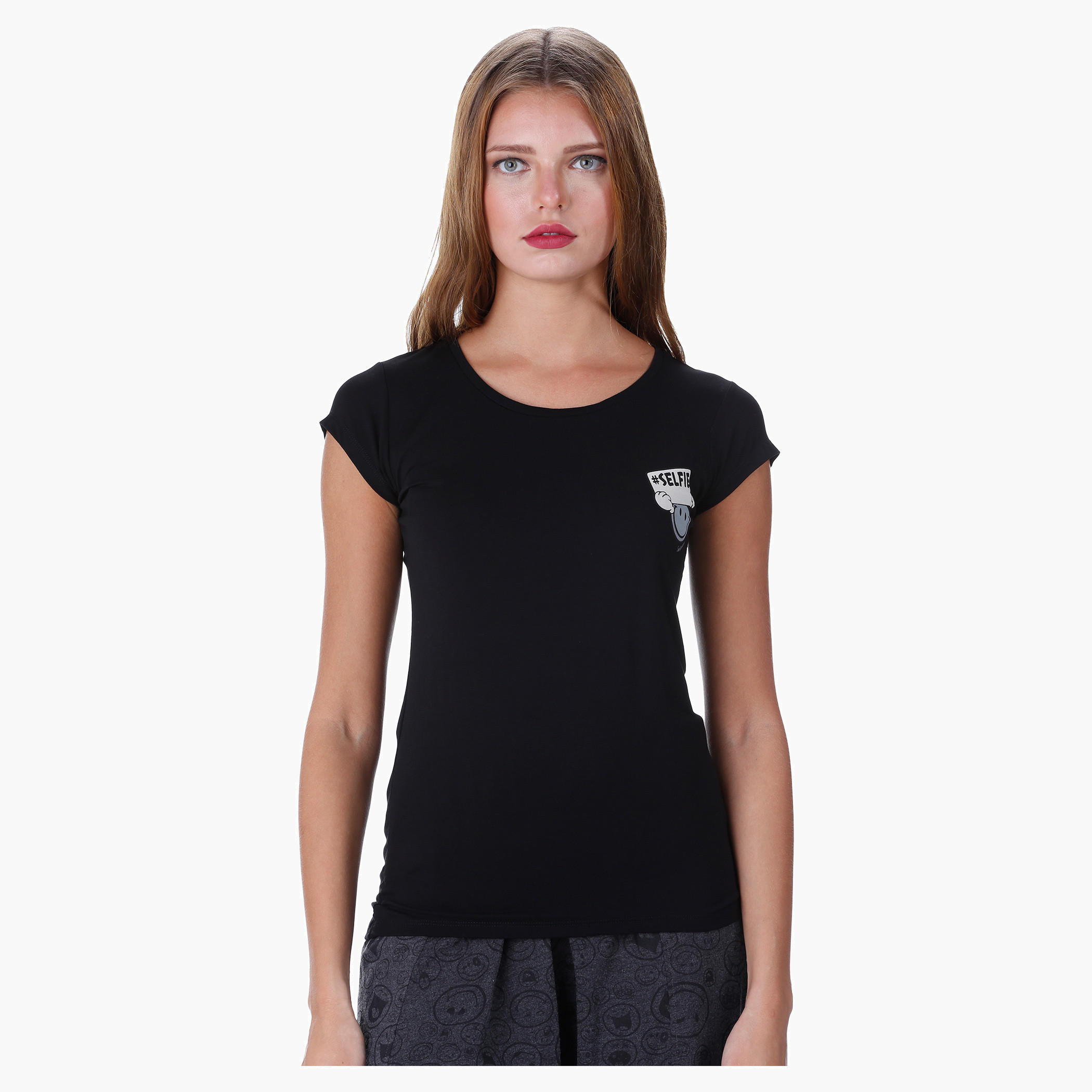 Smiley World Graphic Print T-shirt-women-clothing-tshirts-image-1