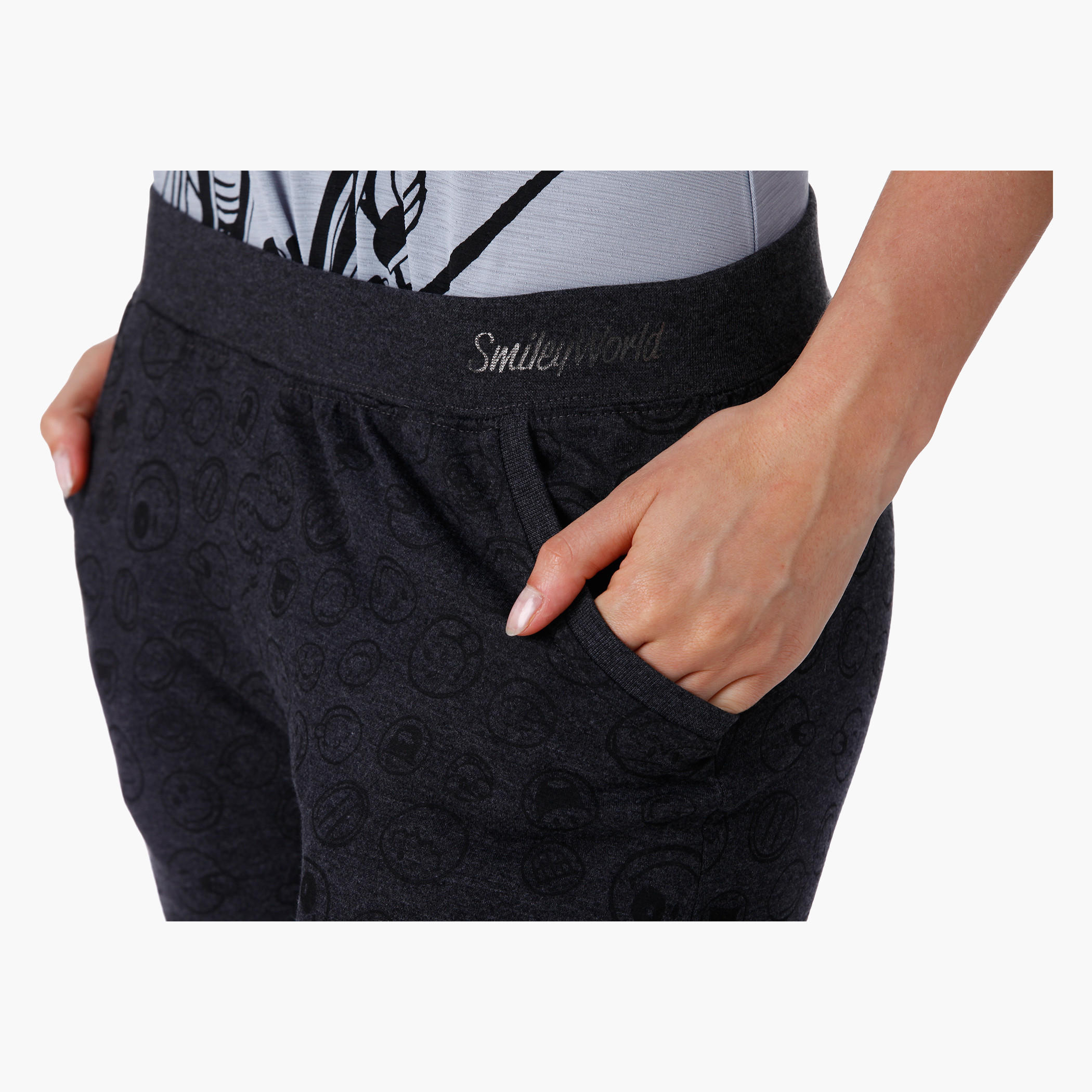 Smiley World Cotton Printed Jog Pants in Regular Fit-women-clothing-bottoms-trousers-image-4