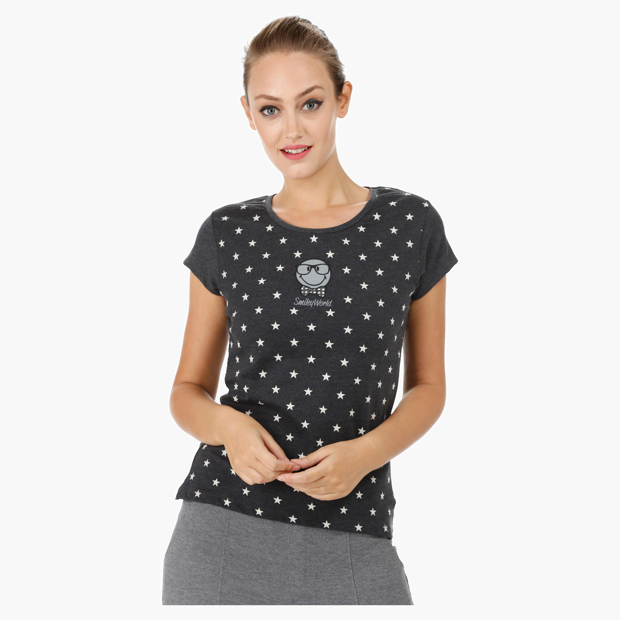 Smiley World Printed Top-women-clothing-tshirts-image-1