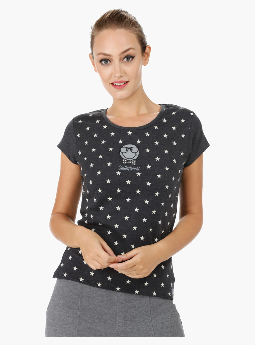 Smiley World Printed Top-women-clothing-tshirts-image-1