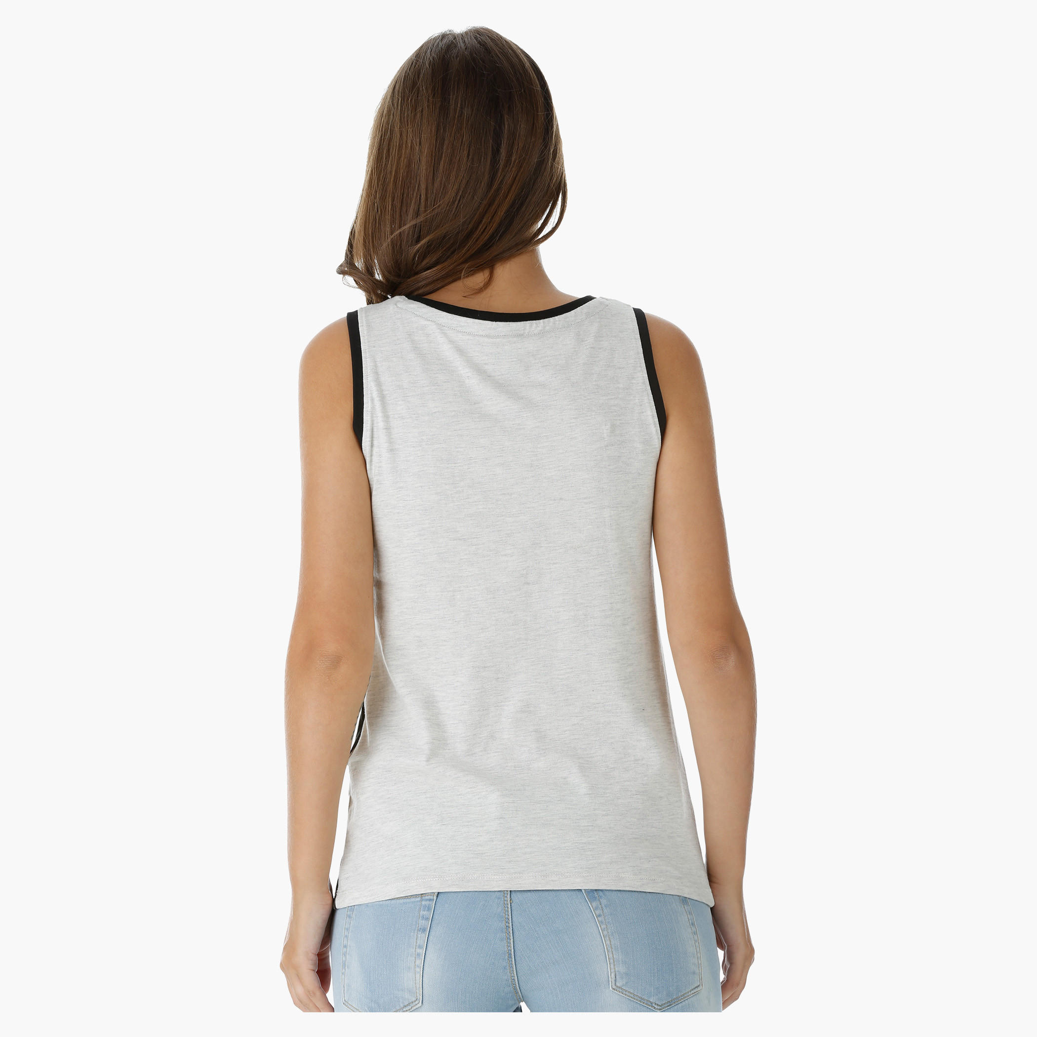 Smiley World Printed Sleeveless Melange T-Shirt-women-clothing-tshirts-image-2