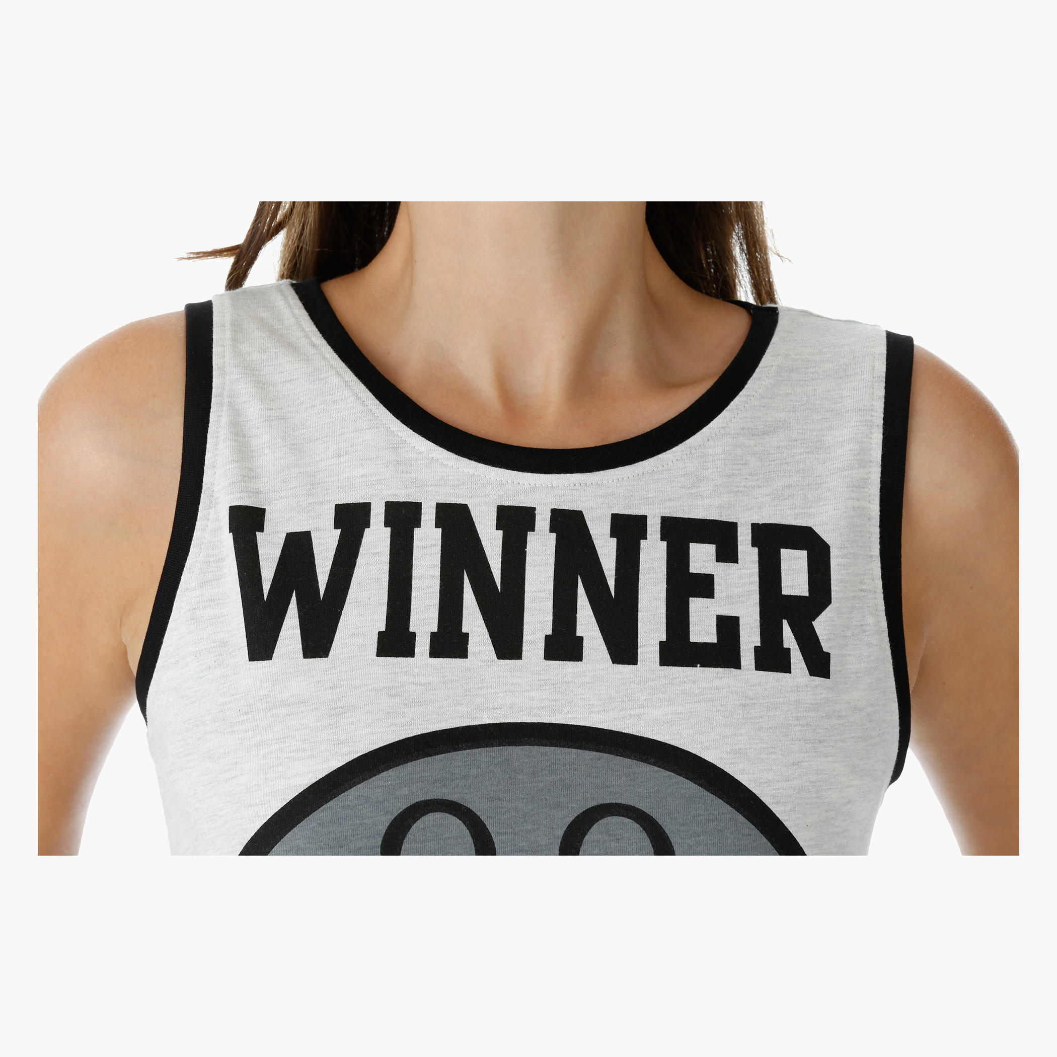 Smiley World Printed Sleeveless Melange T-Shirt-women-clothing-tshirts-image-4