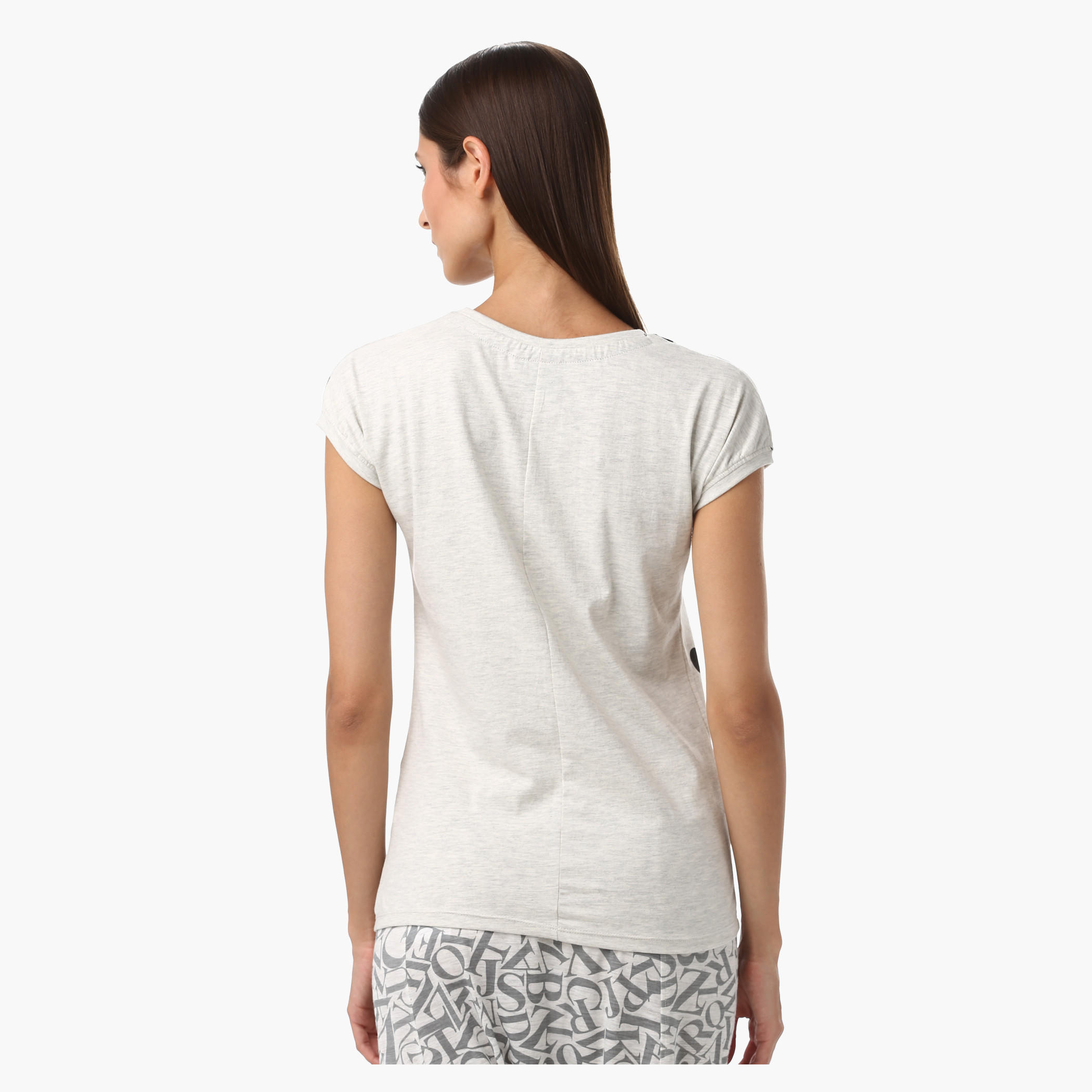 Smiley World Melange Polka Print T-Shirt with Short Sleeves-women-clothing-tshirts-image-2