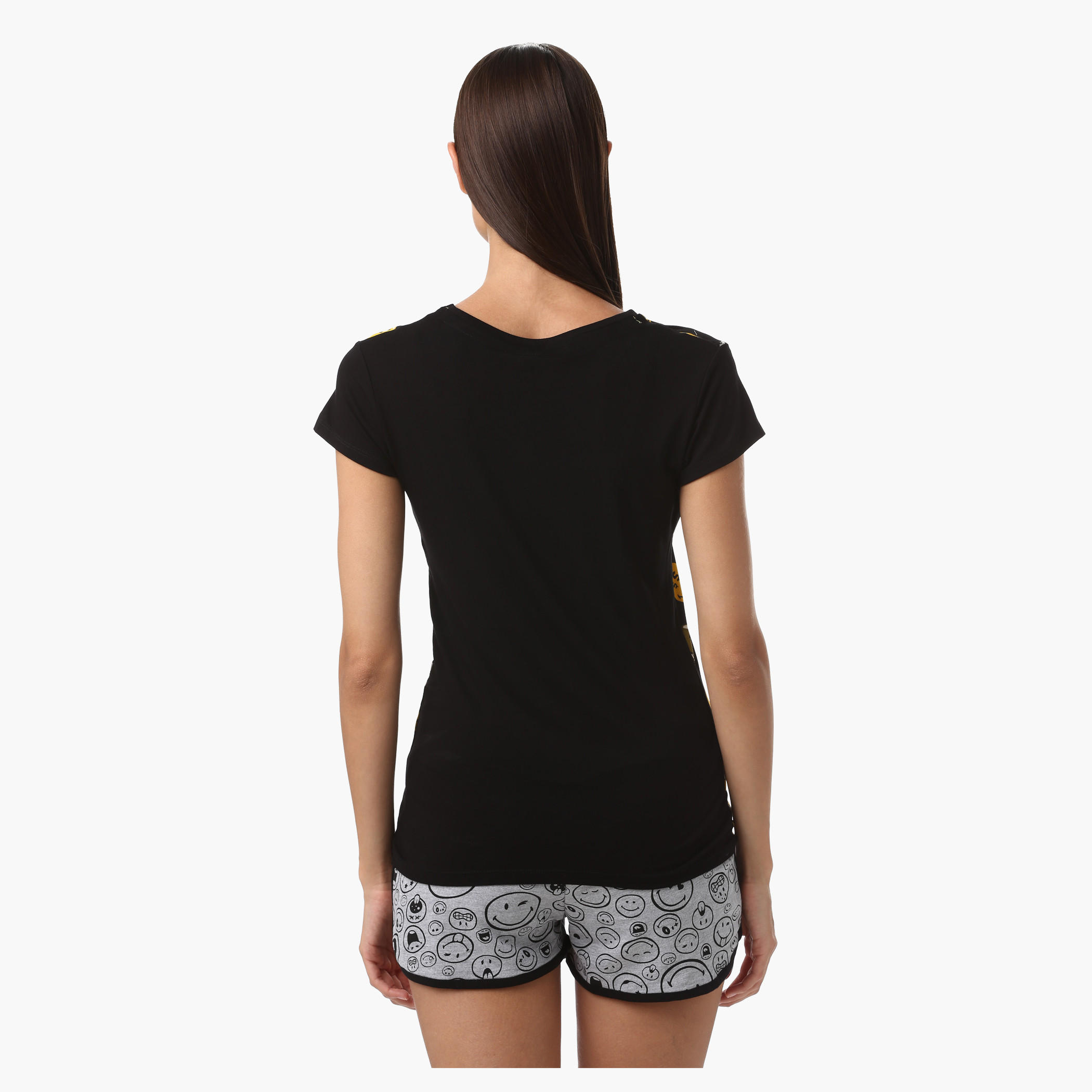 Smiley World Cotton Printed T-Shirt with Short Sleeves-women-clothing-tshirts-image-2
