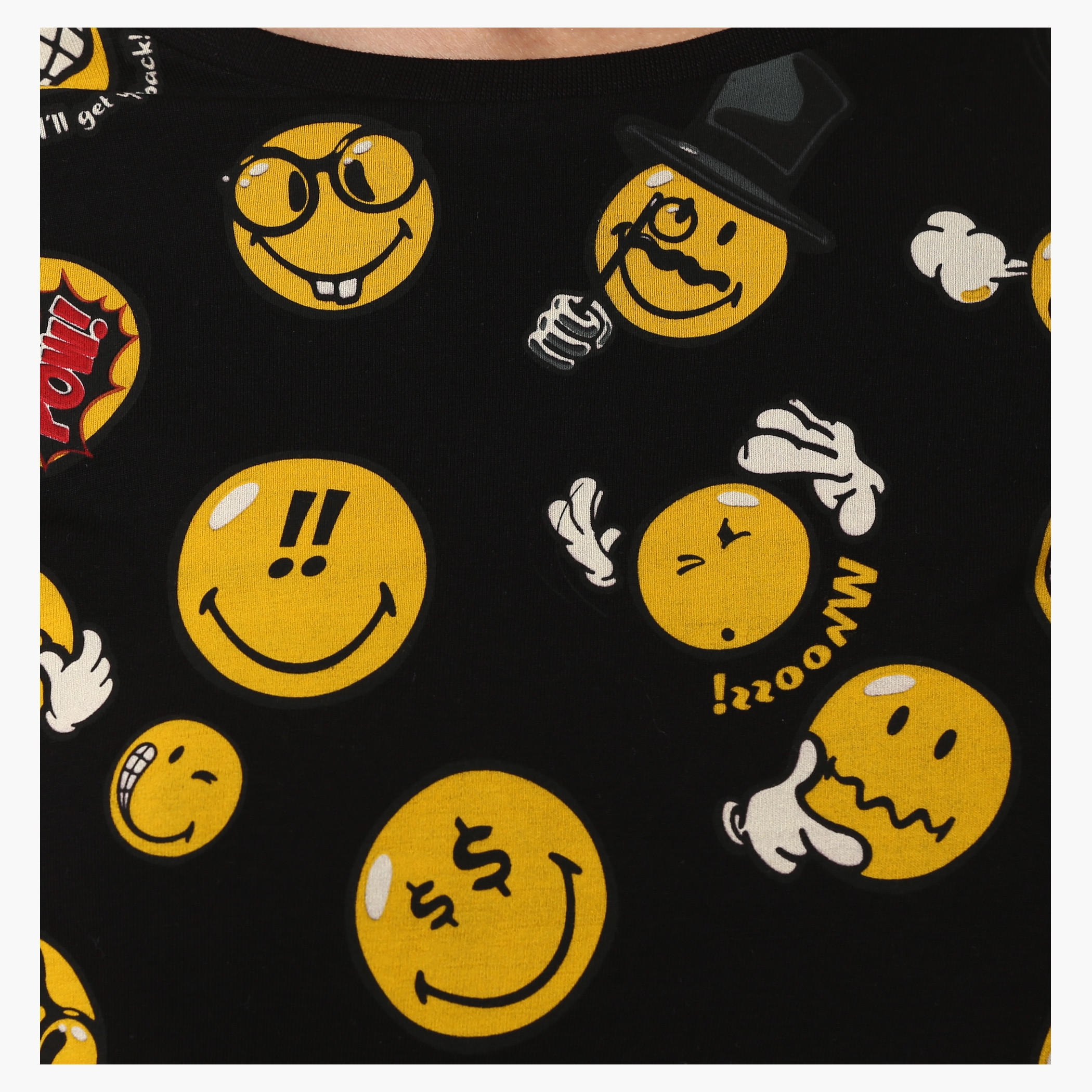 Smiley World Cotton Printed T-Shirt with Short Sleeves-women-clothing-tshirts-image-4