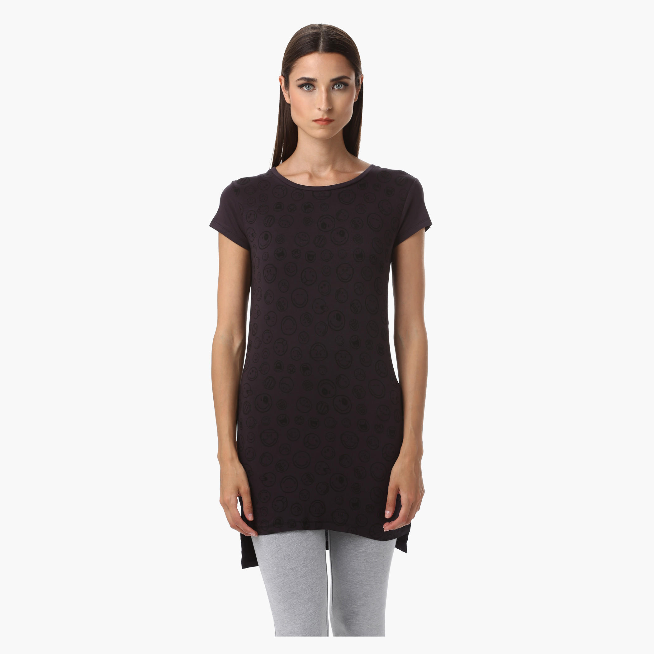 Smiley World Printed Tunic with Short Sleeves-women-clothing-tshirts-image-1