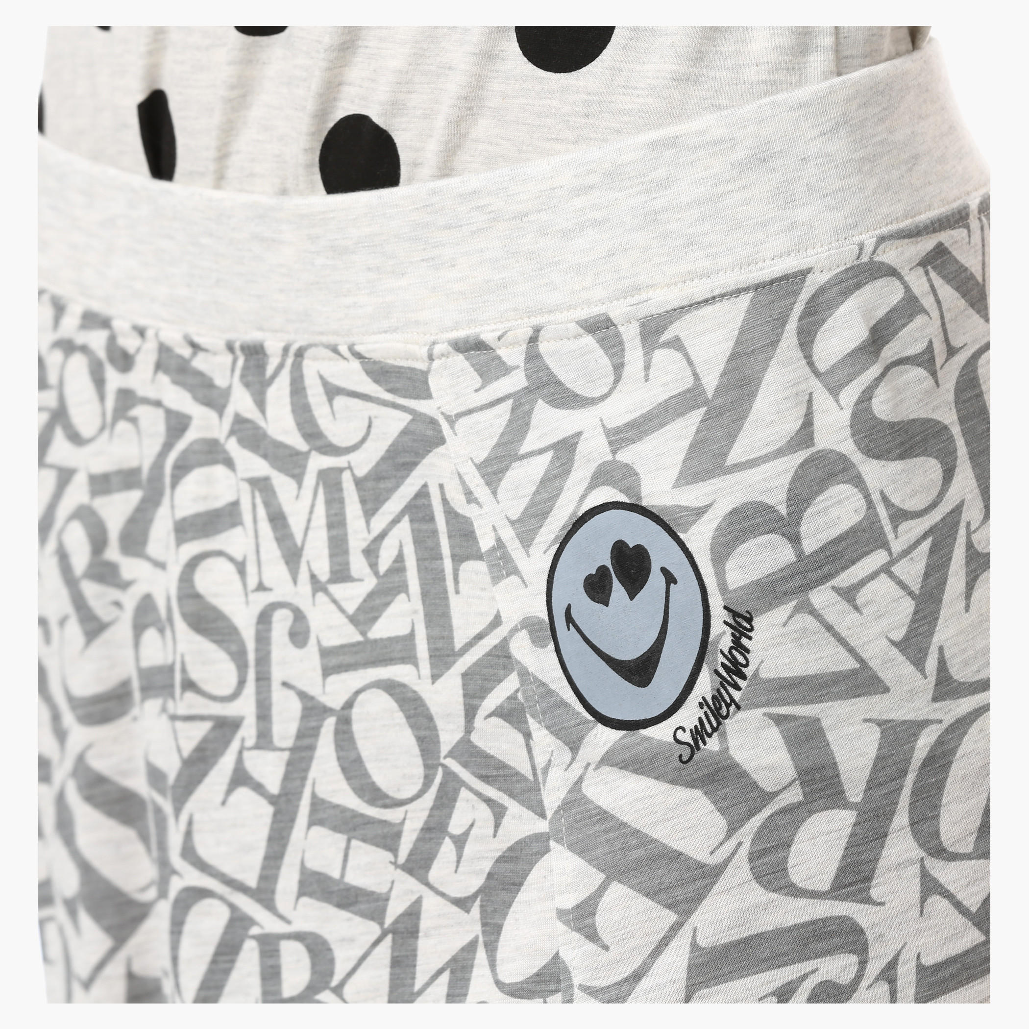 Smiley World Jog Pants with All Over Text Print-women-clothing-bottoms-joggers-image-4