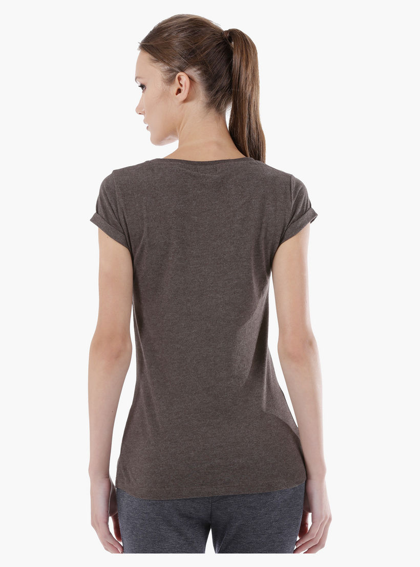 Smiley World Printed Melange T-Shirt with Short Sleeves in Regular Fit-women-clothing-tshirts-image-4